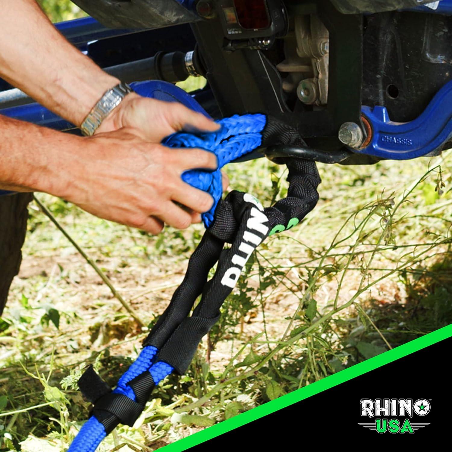 imageRhino USA Kinetic Rope Recovery Kit 78in x 30ft  Heavy Duty Offroad Snatch Strap  Includes 2 Soft Shackle for UTV ATV Truck Car Jeep TractorBlue  Kit