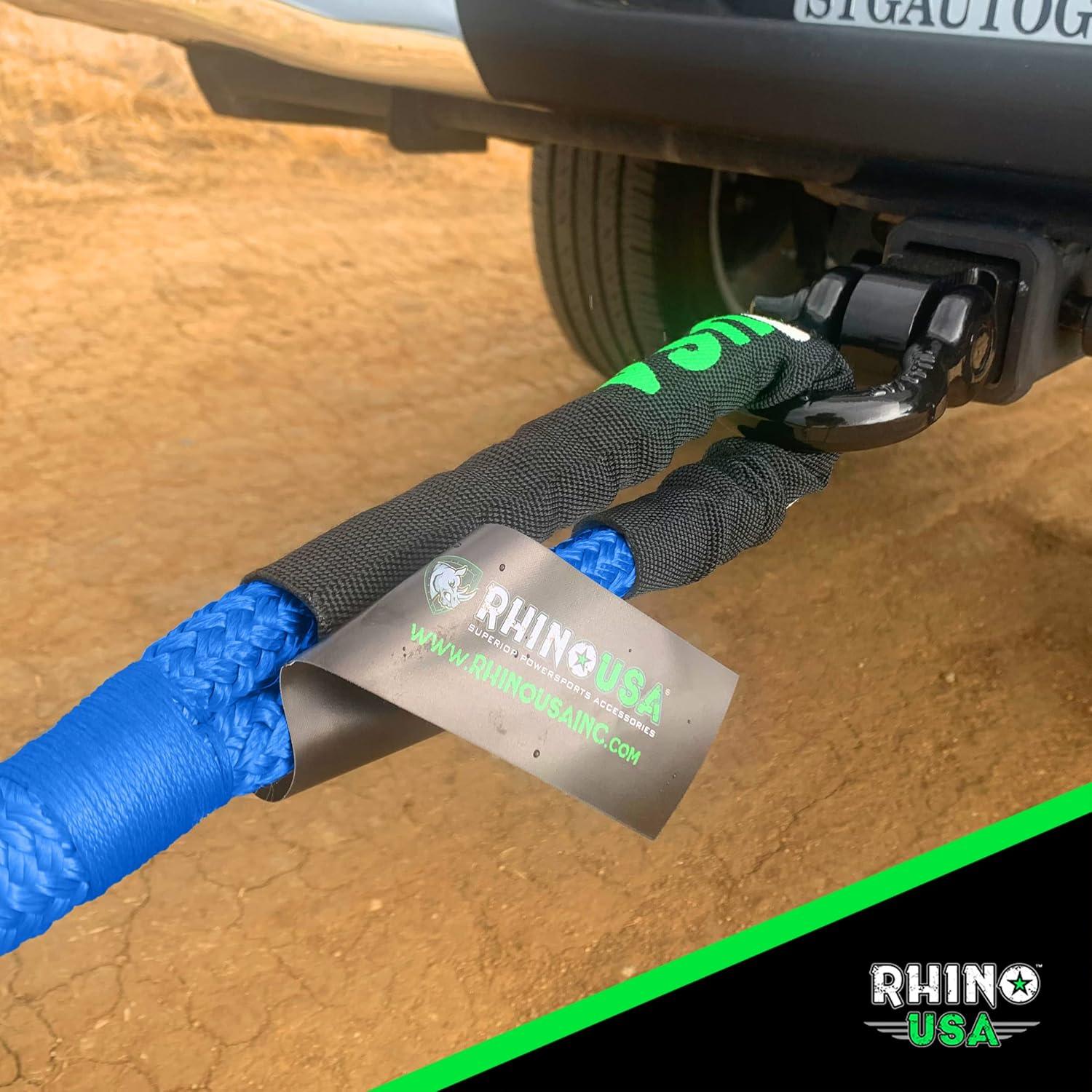 imageRhino USA Kinetic Rope Recovery Kit 78in x 30ft  Heavy Duty Offroad Snatch Strap  Includes 2 Soft Shackle for UTV ATV Truck Car Jeep TractorBlue  Kit