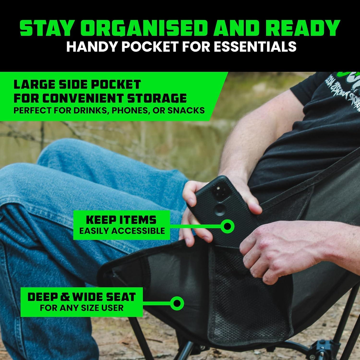 imageRhino USA Portable Camping Chair 400lbs Capacity  Collapsible Compact Lightweight Camp Chair for Backpacking Hiking ampamp Fishing  Small Foldable and Portable Camping Chairs for Adults and KidsBlack