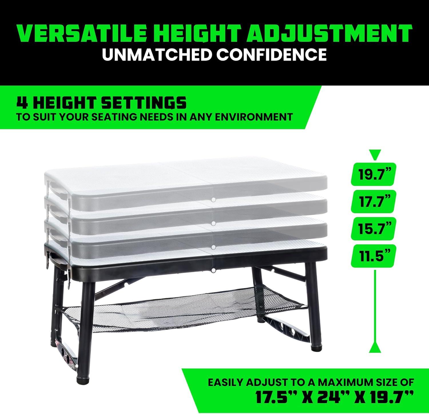 imageRhino USA Portable Camping Table and Stool Set  Lightweight Foldable Camp Tables with Net for Beach Trips Fishing Picnic Cooking ampamp Much More Black