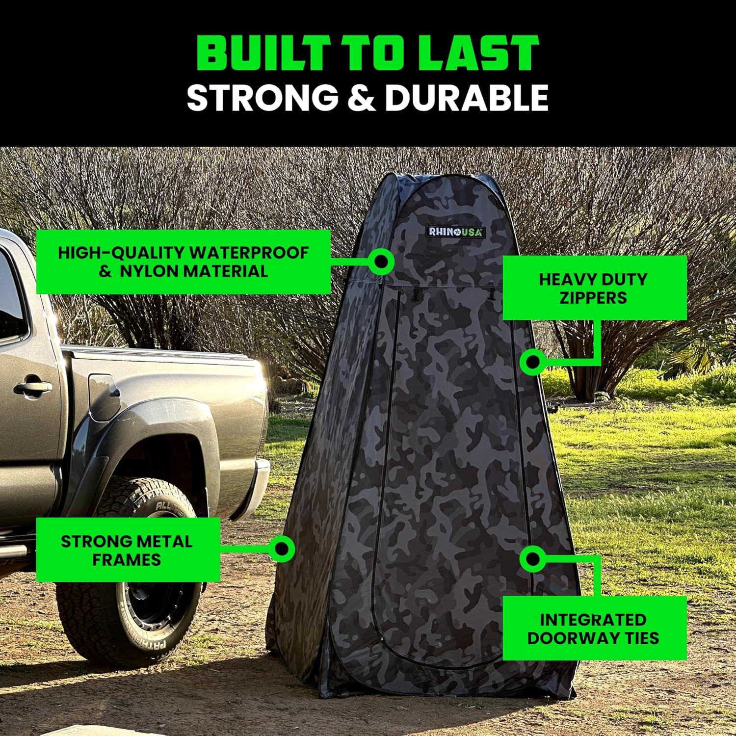 imageRhino USA Portable Pop Up Privacy Changing Tent  Ultimate Outdoor Camping Shower Camp Toilet Rain Shelter for Beach and Camping  Lightweight and Sturdy Instant Setup While OnTheGo