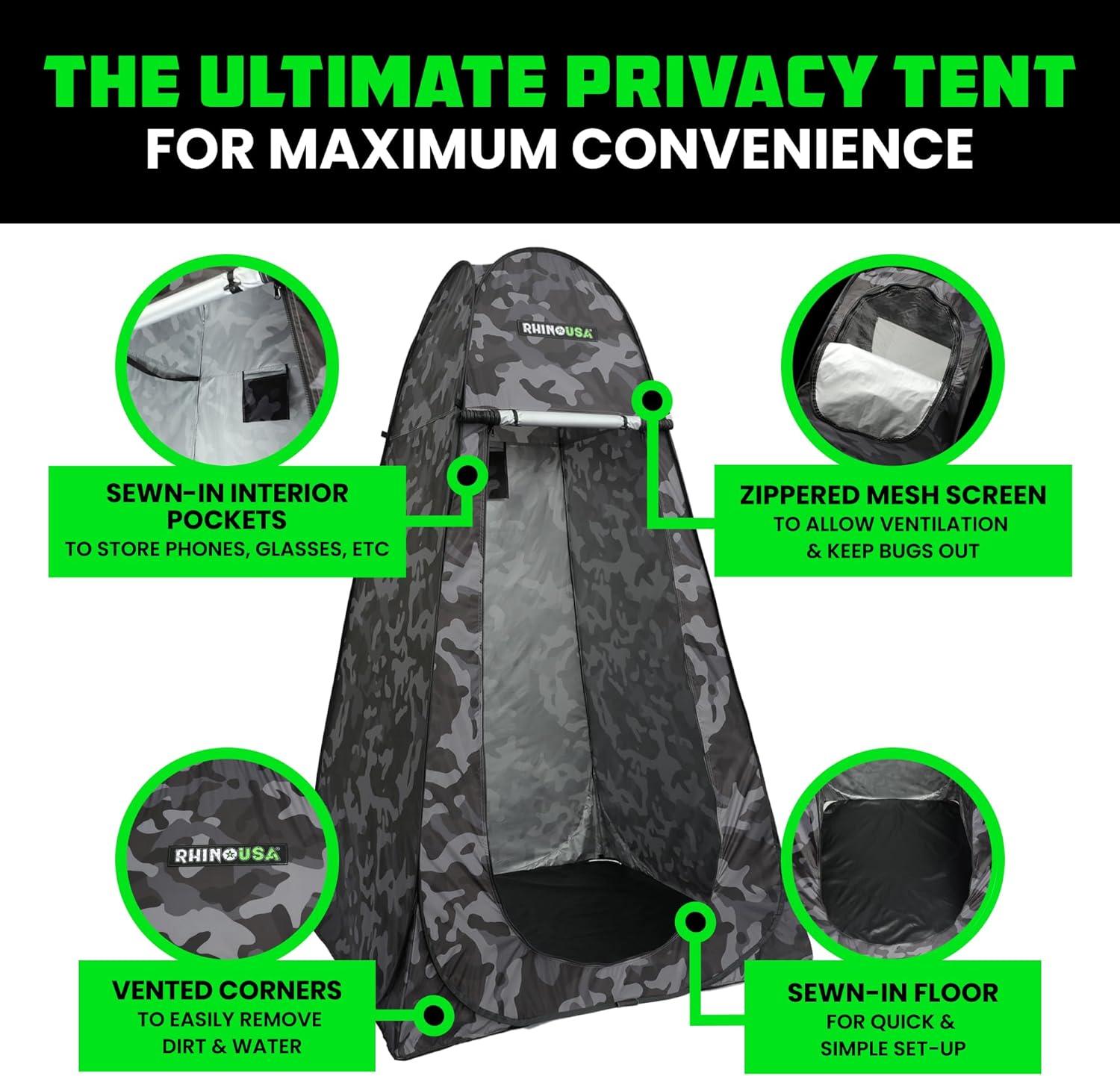 imageRhino USA Portable Pop Up Privacy Changing Tent  Ultimate Outdoor Camping Shower Camp Toilet Rain Shelter for Beach and Camping  Lightweight and Sturdy Instant Setup While OnTheGo