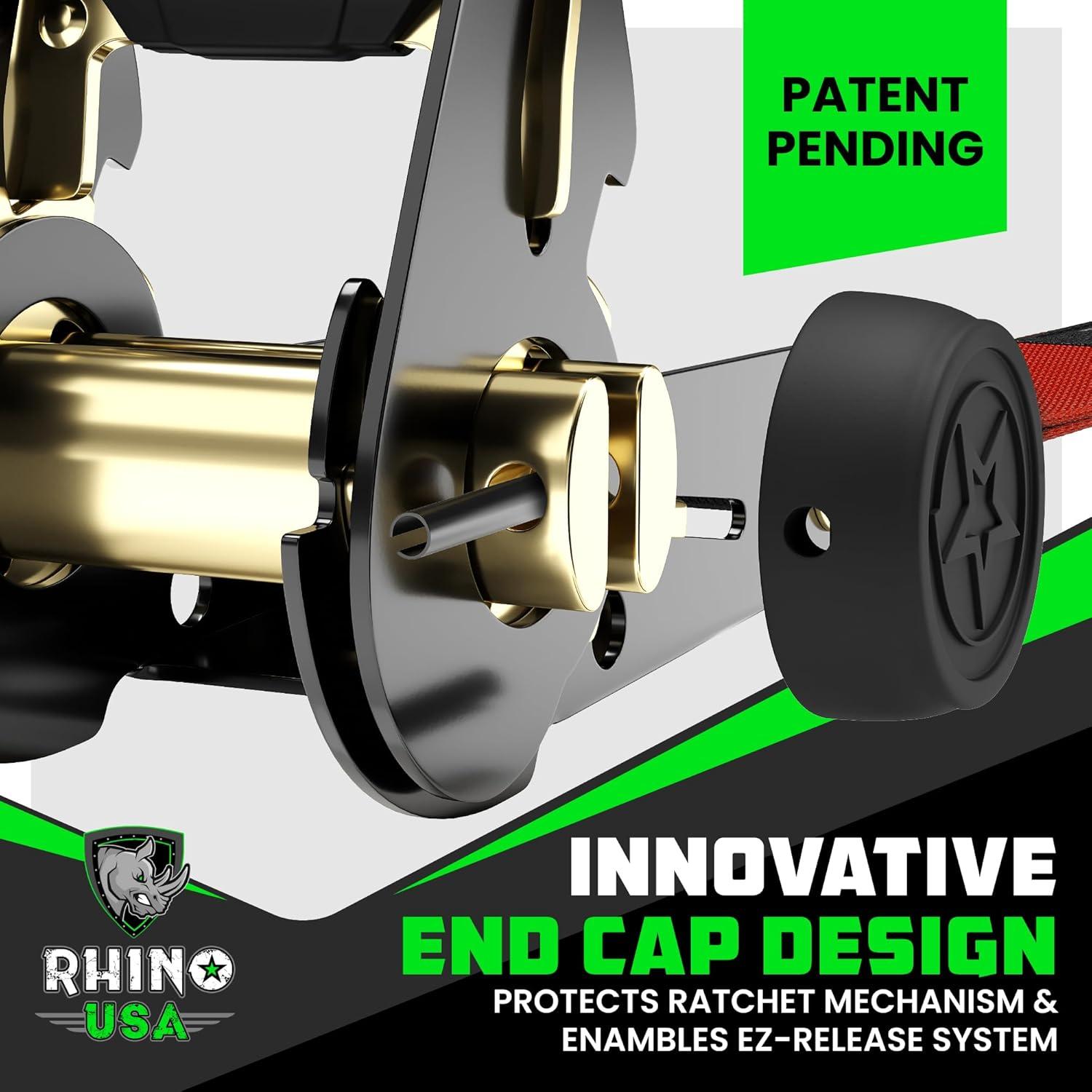 imageRhino USA Ratchet Straps Tie Downs 4Pack  1 Inch x 15 Feet 1823lb Break Strength  Ultimate Tie Down Straps with Safety S Hooks  for Trucks Cargo Moving Appliances  BlueRed