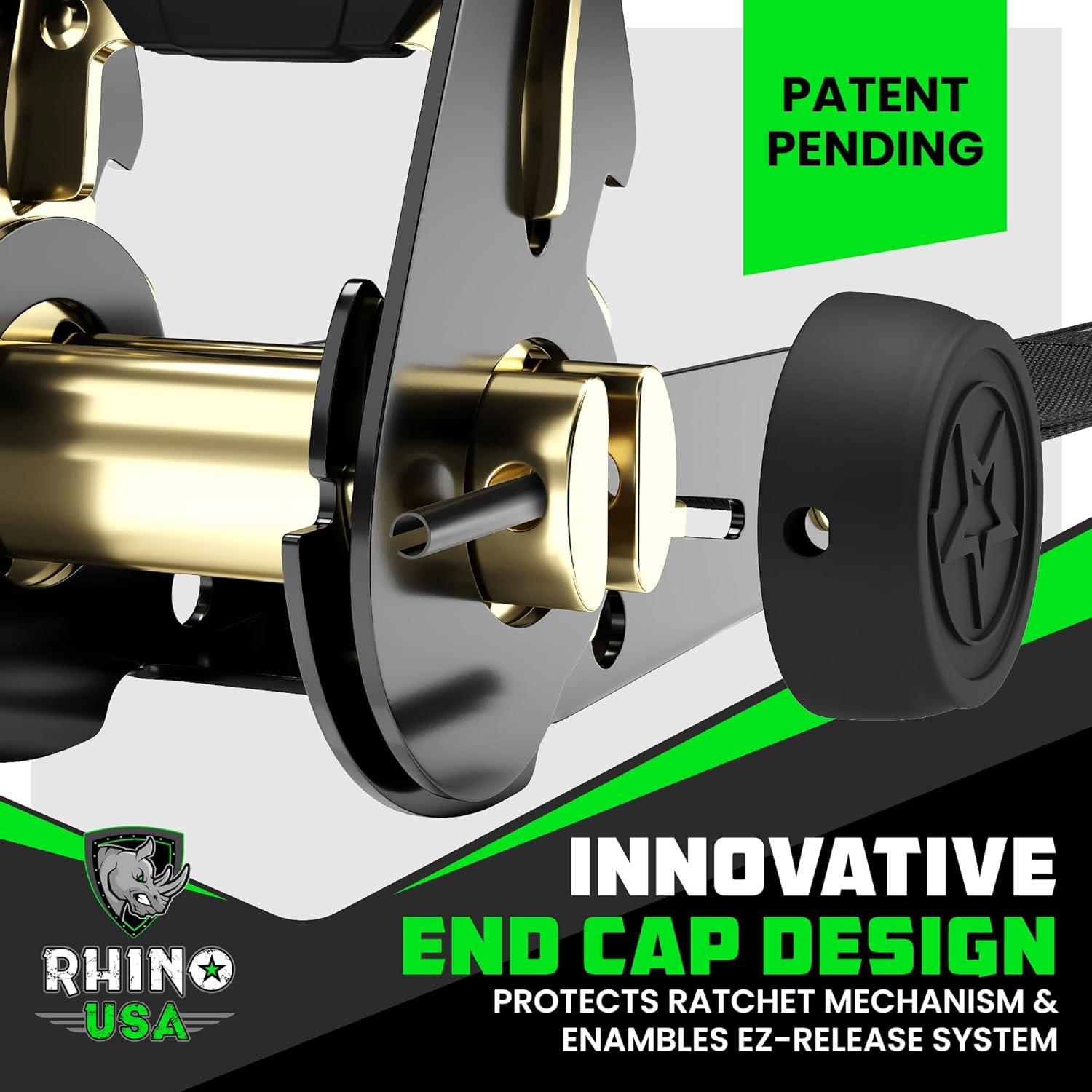 imageRhino USA Ratchet Straps Tie Downs 4Pack  1 Inch x 15 Feet 1823lb Break Strength  Ultimate Tie Down Straps with Safety S Hooks  for Trucks Cargo Moving Appliances  BlueBlack