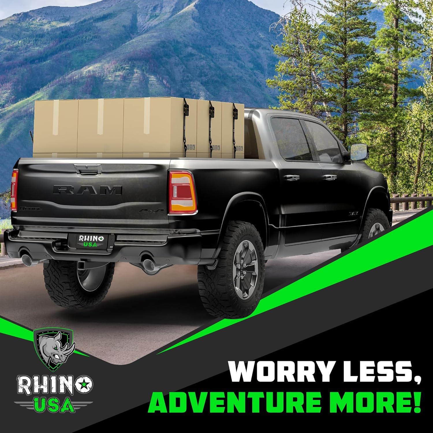 imageRhino USA Ratchet Straps Tie Downs 4Pack  1 Inch x 15 Feet 1823lb Break Strength  Ultimate Tie Down Straps with Safety S Hooks  for Trucks Cargo Moving Appliances  BlueBlack