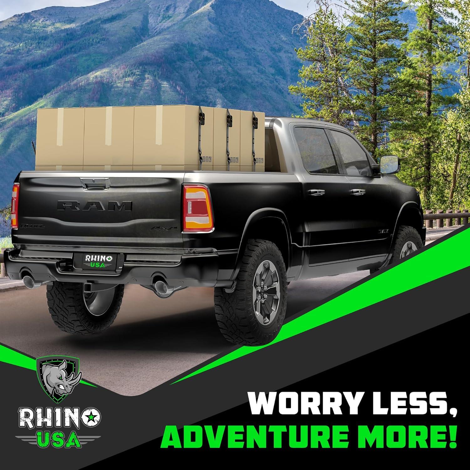 imageRhino USA Ratchet Straps Tie Downs 4Pack  1 Inch x 15 Feet 1823lb Break Strength  Ultimate Tie Down Straps with Safety S Hooks  for Trucks Cargo Moving Appliances  BlueGray