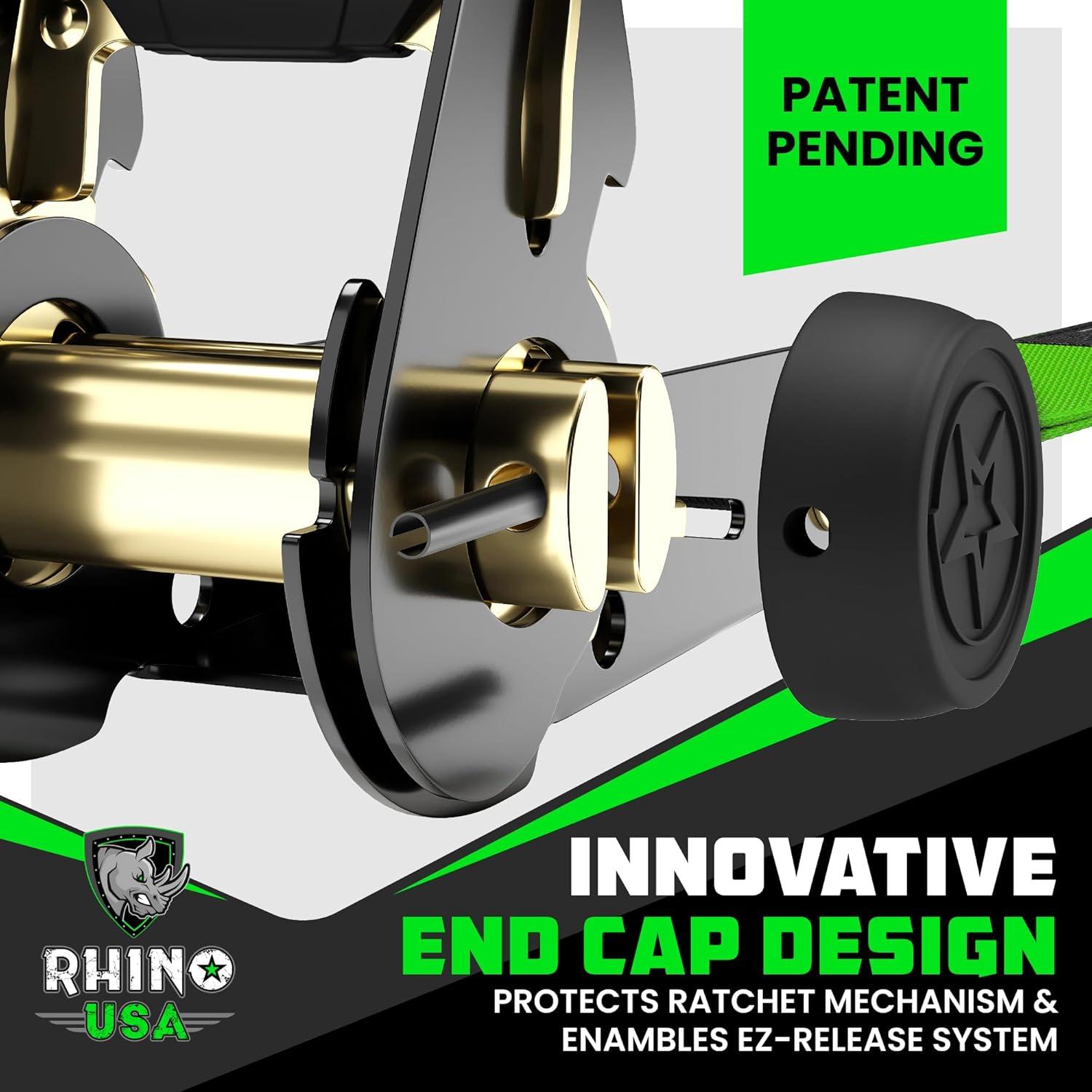 imageRhino USA Ratchet Straps Tie Downs 4Pack  1 Inch x 15 Feet 1823lb Break Strength  Ultimate Tie Down Straps with Safety S Hooks  for Trucks Cargo Moving Appliances  BlueGreen