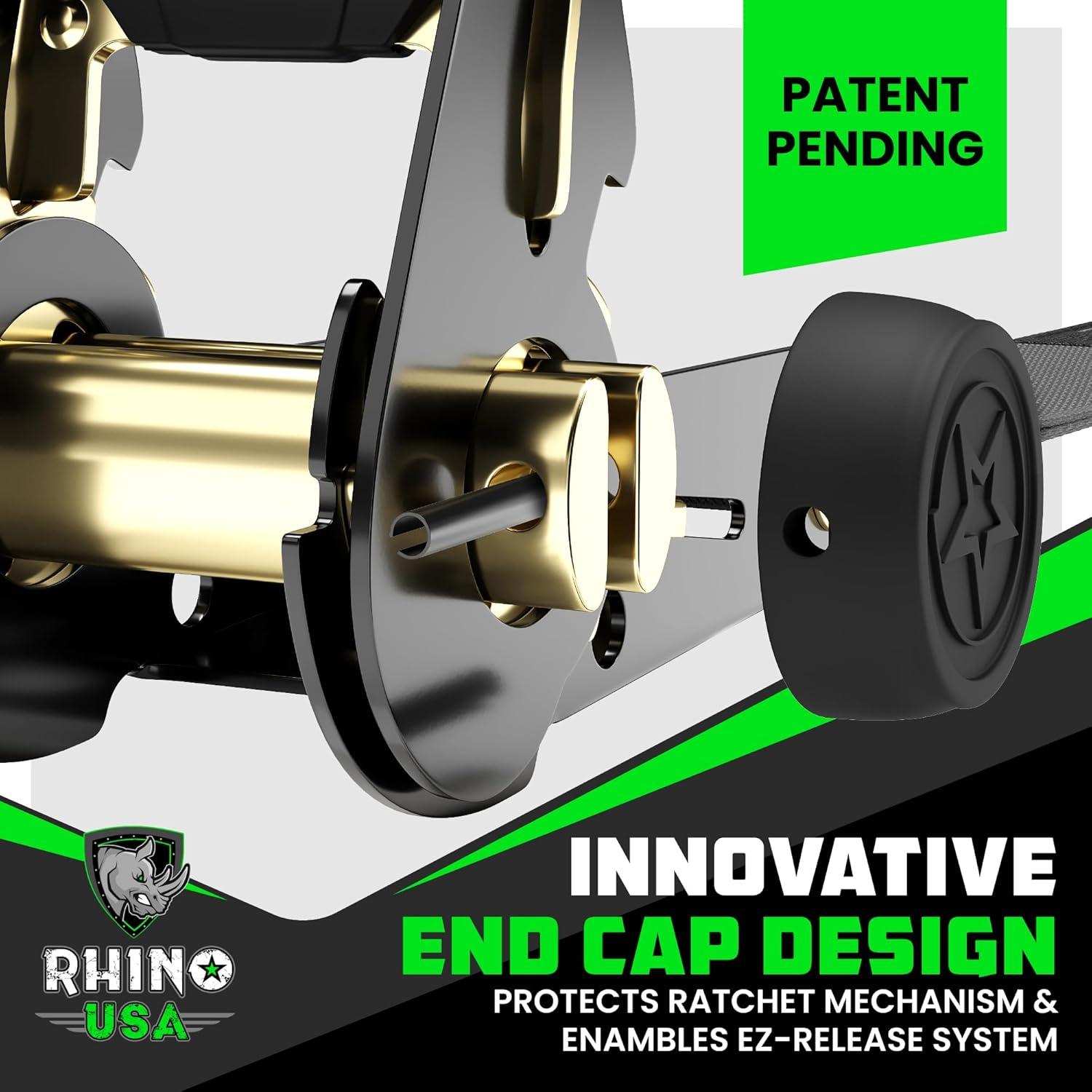 imageRhino USA Ratchet Straps Tie Downs 4Pack  1 Inch x 15 Feet 1823lb Break Strength  Ultimate Tie Down Straps with Safety S Hooks  for Trucks Cargo Moving Appliances  BlueGray