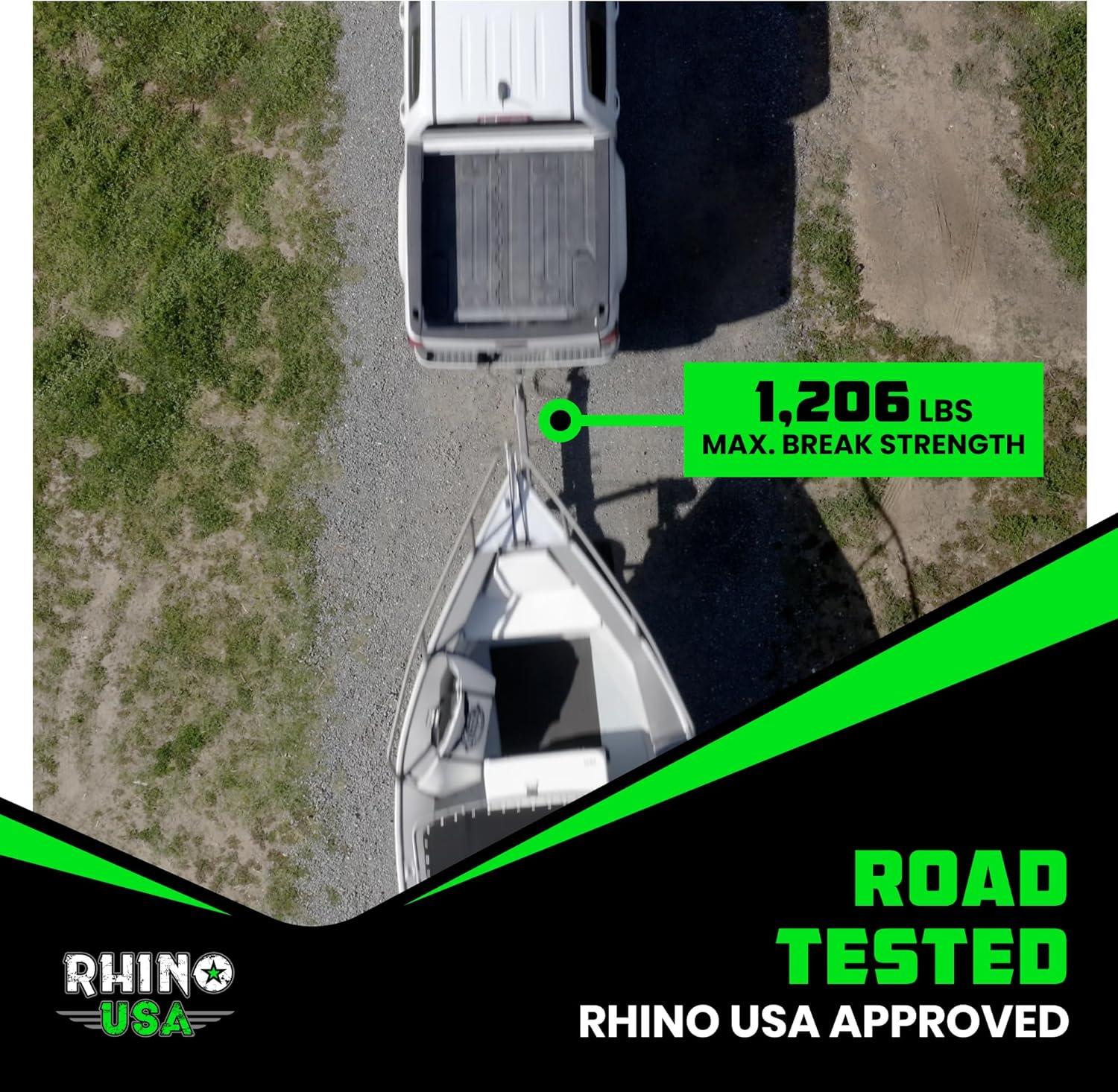 imageRhino USA Retractable Boat Trailer Tie Down Straps 2PK  Durable 2in x 43in Trailer Mount Transom Straps for Boat Jet Ski  Powder Coated Black Steel  Fresh Water CompatibleBlack