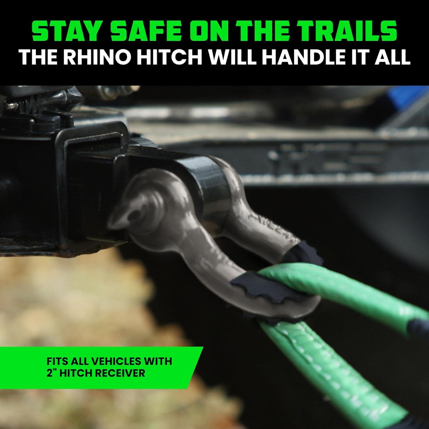 imageRhino USA Shackle Hitch Receiver Fits 2quot Receivers Best Towing Accessories for Trucks Jeep Toyota ampamp More  Connect Your Rhino Tow Strap for Vehicle Recovery Mounts to 2quot Receiver Hitches GrayGray