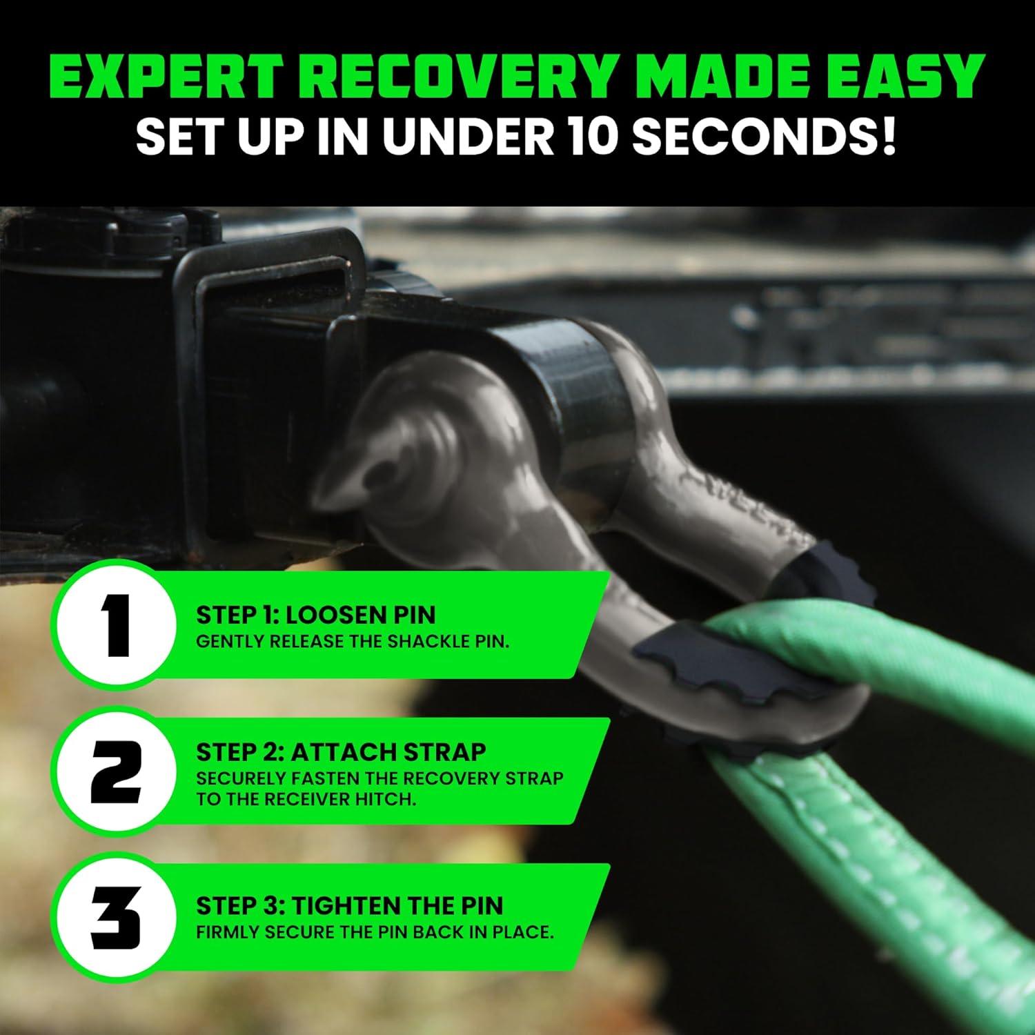 imageRhino USA Shackle Hitch Receiver Fits 2quot Receivers Best Towing Accessories for Trucks Jeep Toyota ampamp More  Connect Your Rhino Tow Strap for Vehicle Recovery Mounts to 2quot Receiver Hitches GrayGray