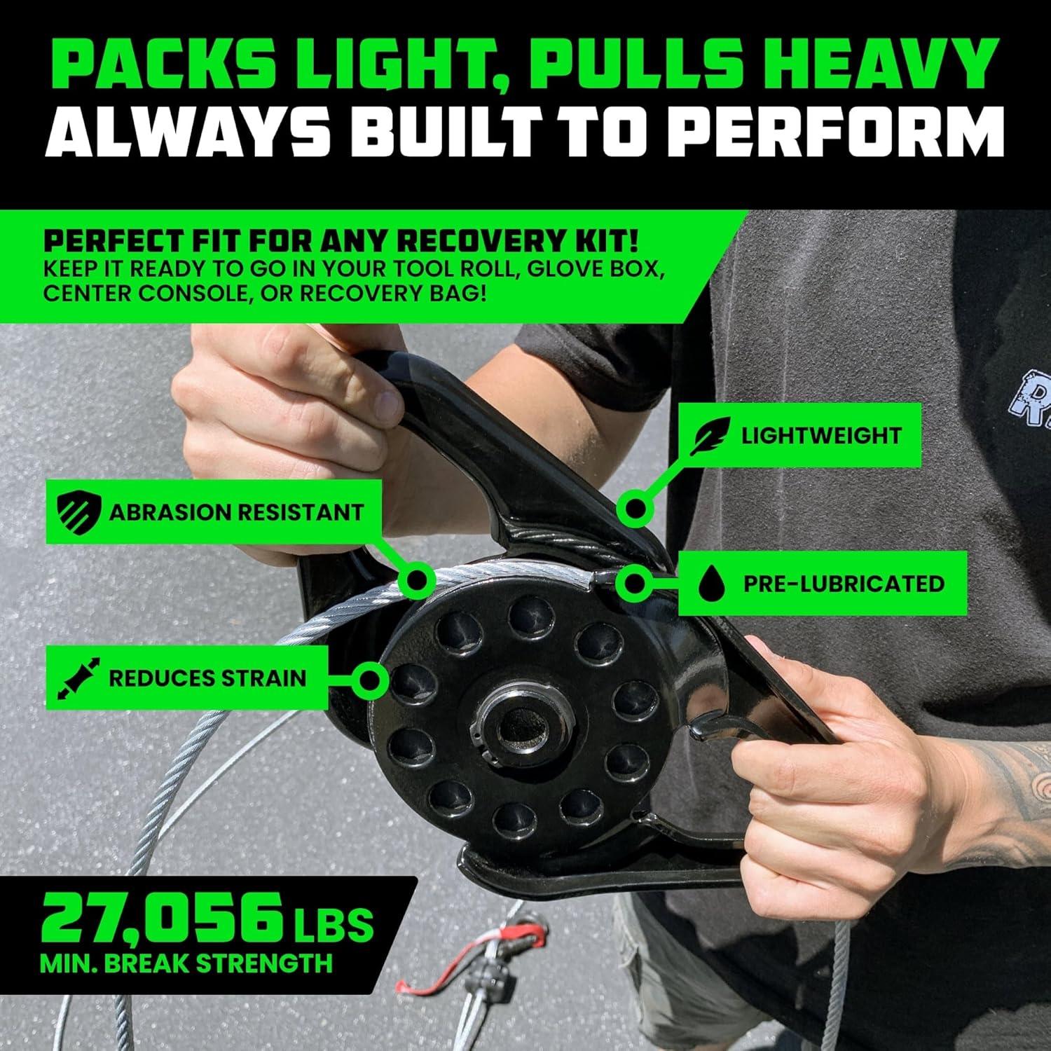 imageRhino USA Snatch Block for Winch Recovery  Heavy Duty 135 Ton Break Strength  Compact Offroad Accessory for Jeep Truck UTV ATV  Use with Tree Saver Tow Strap Snatch BlockSnatch Block