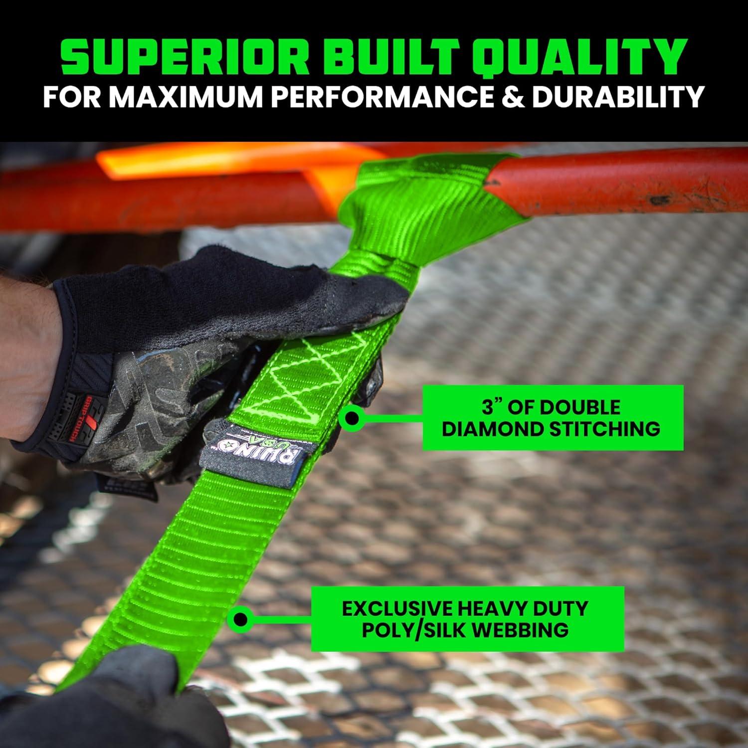 imageRhino USA Soft Loop Tie Down Straps 4Pack  16 Inch x 17 Inch 5000 lbs Break Strength Heavy Duty Motorcycle Handlebar Straps for use with Ratchets for ATV UTV Dirt Bike RedGreen 4Pack