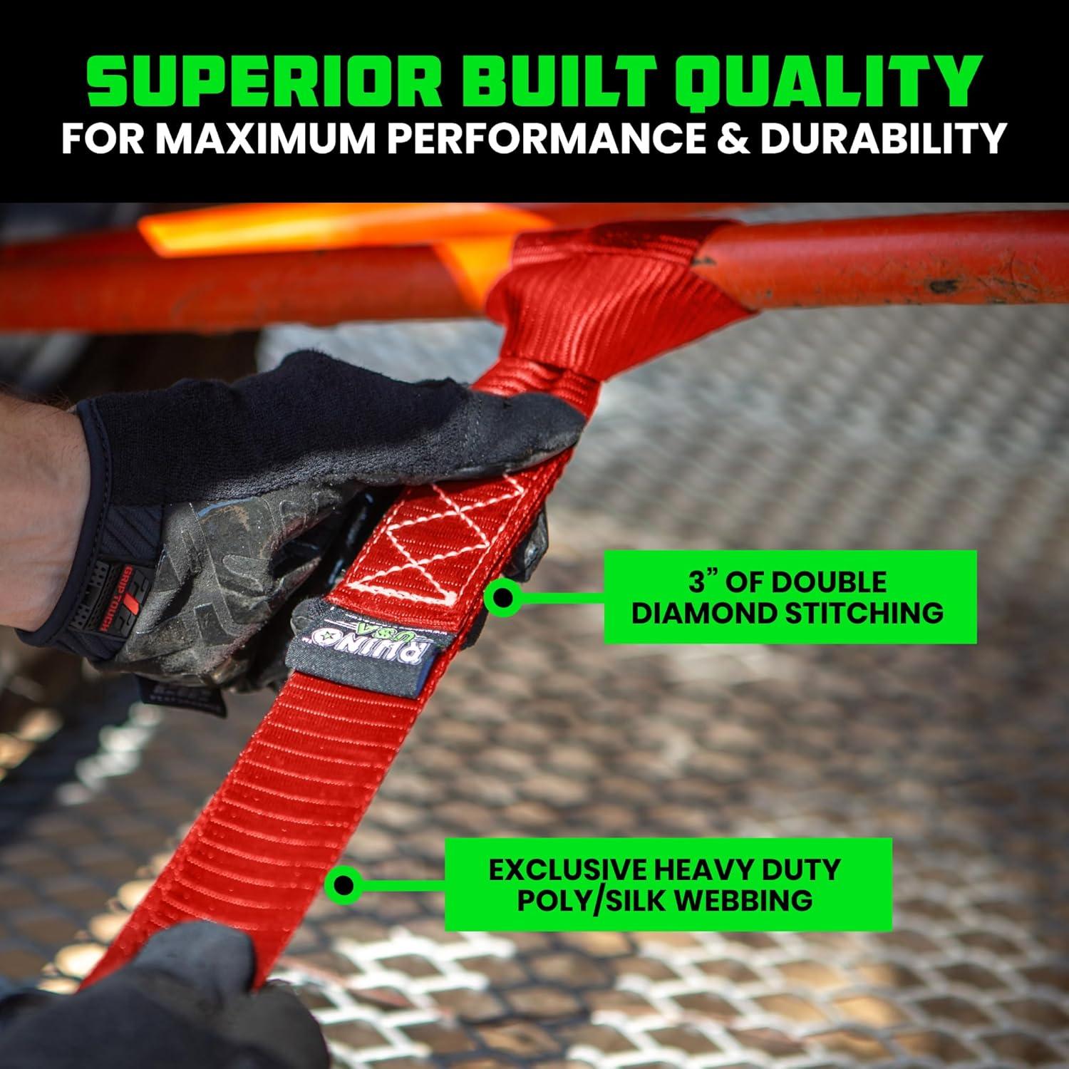 imageRhino USA Soft Loop Tie Down Straps 4Pack  16 Inch x 17 Inch 5000 lbs Break Strength Heavy Duty Motorcycle Handlebar Straps for use with Ratchets for ATV UTV Dirt Bike RedRed 4Pack