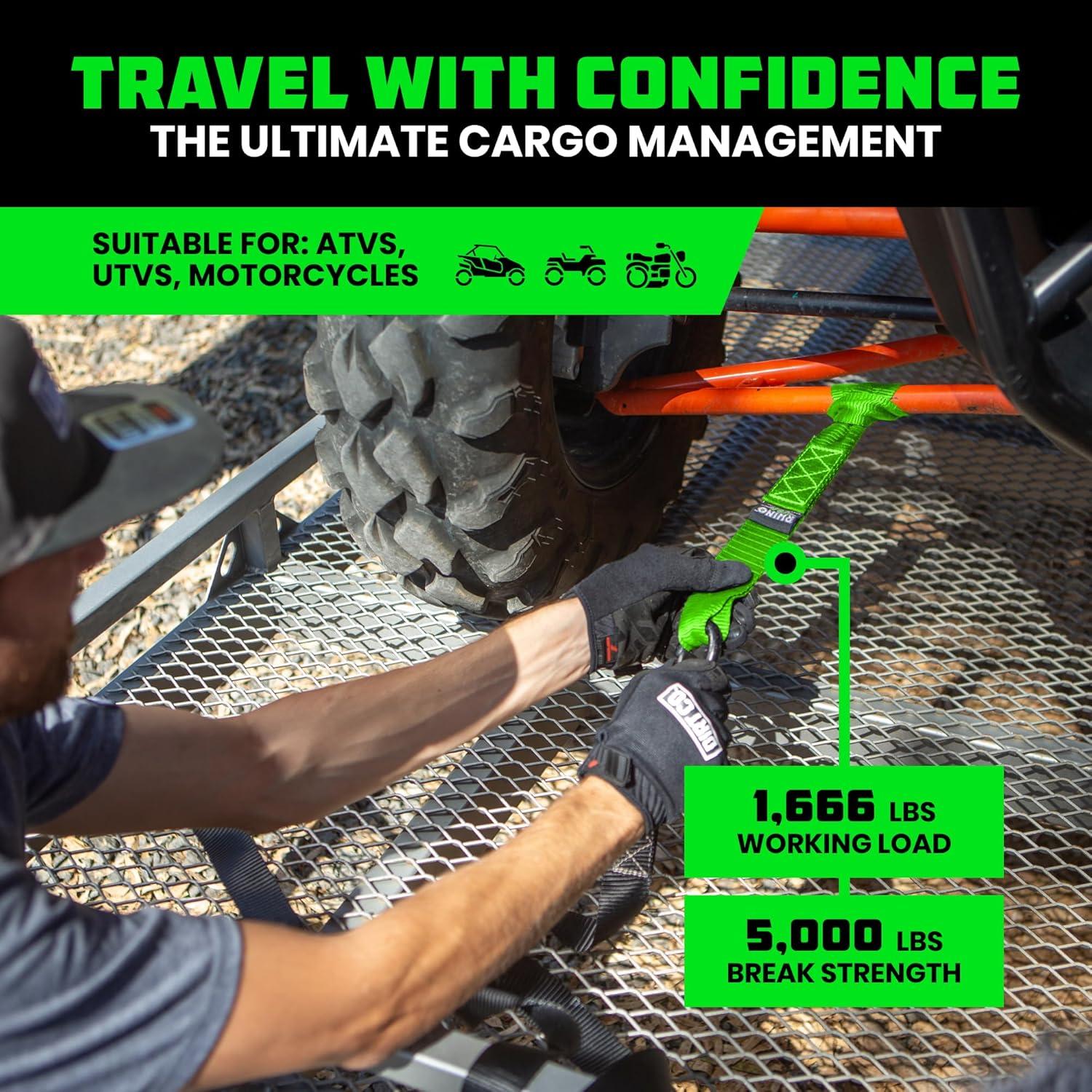 imageRhino USA Soft Loop Tie Down Straps 4Pack  16 Inch x 17 Inch 5000 lbs Break Strength Heavy Duty Motorcycle Handlebar Straps for use with Ratchets for ATV UTV Dirt Bike RedGreen 4Pack