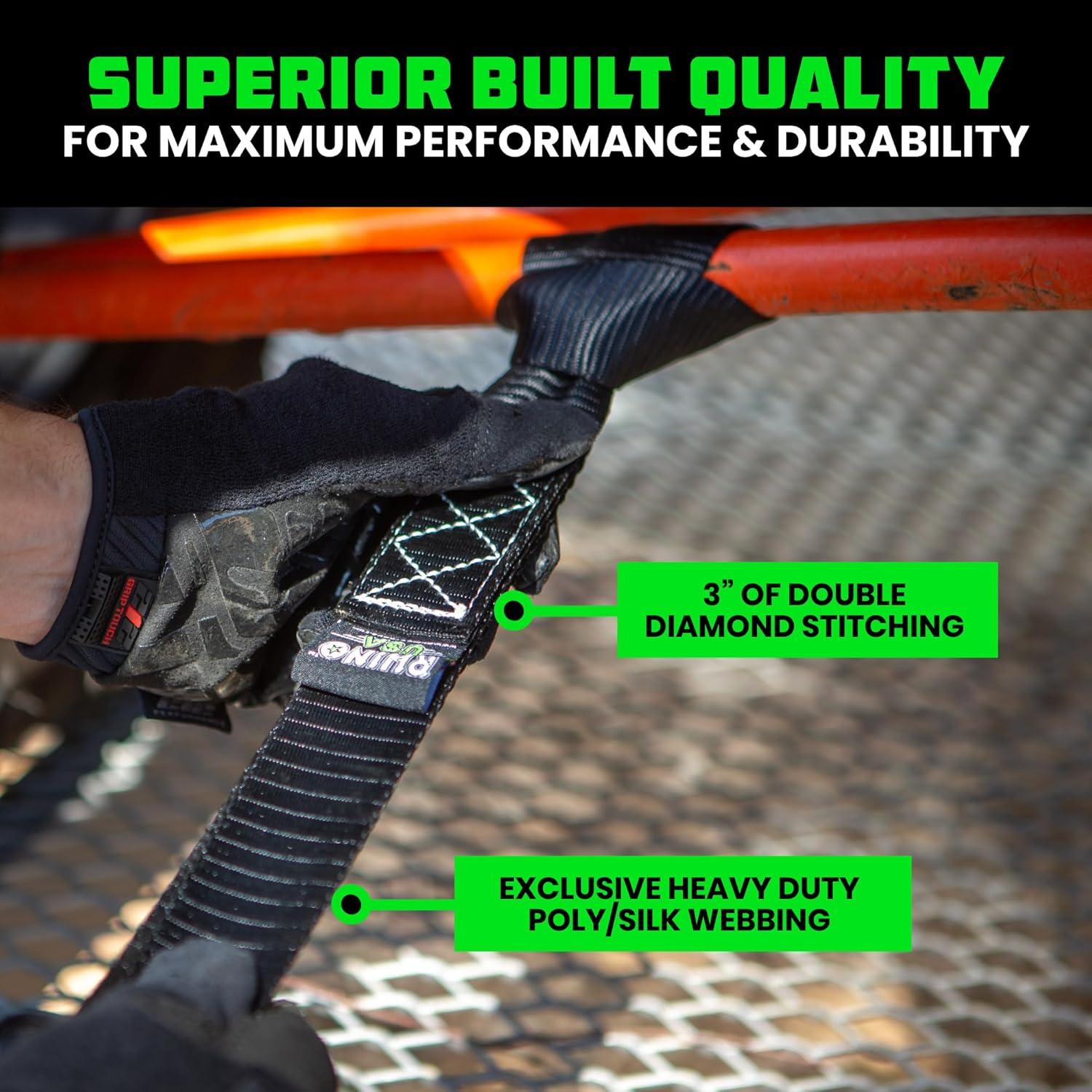 imageRhino USA Soft Loop Tie Down Straps 4Pack  16 Inch x 17 Inch 5000 lbs Break Strength Heavy Duty Motorcycle Handlebar Straps for use with Ratchets for ATV UTV Dirt Bike RedBlack 4Pack