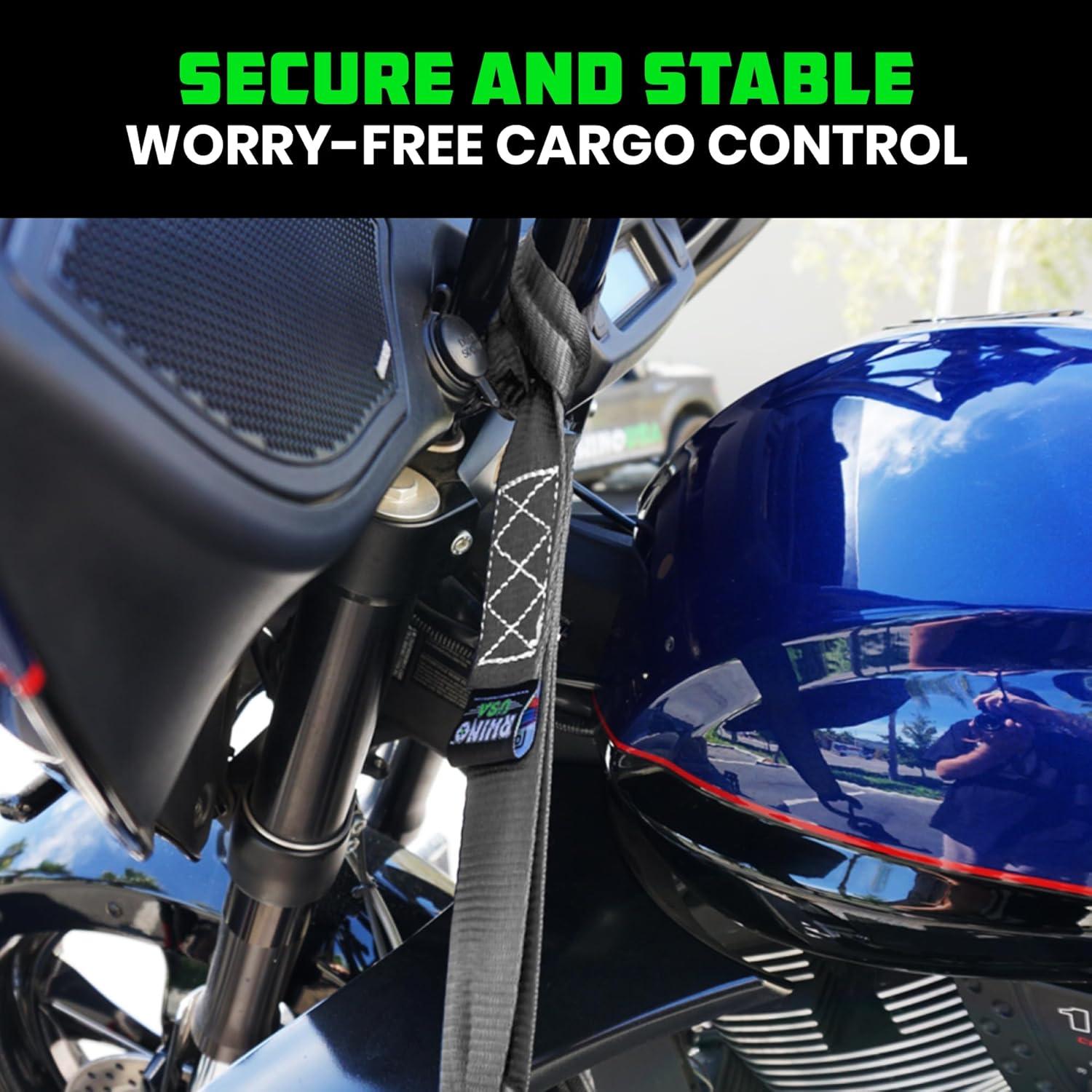 imageRhino USA Soft Loop Tie Down Straps 4Pack  16 Inch x 17 Inch 5000 lbs Break Strength Heavy Duty Motorcycle Handlebar Straps for use with Ratchets for ATV UTV Dirt Bike RedGray 4Pack