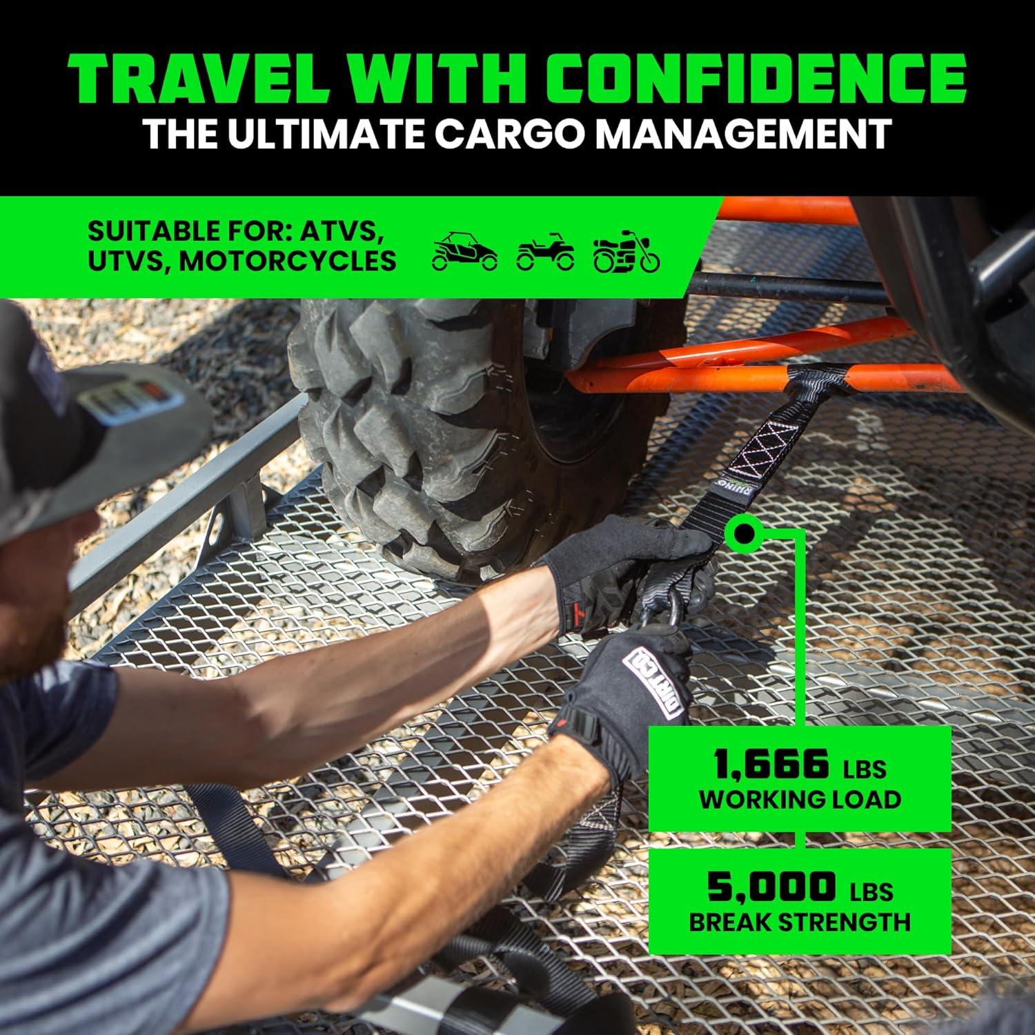 imageRhino USA Soft Loop Tie Down Straps 4Pack  16 Inch x 17 Inch 5000 lbs Break Strength Heavy Duty Motorcycle Handlebar Straps for use with Ratchets for ATV UTV Dirt Bike RedBlack 4Pack