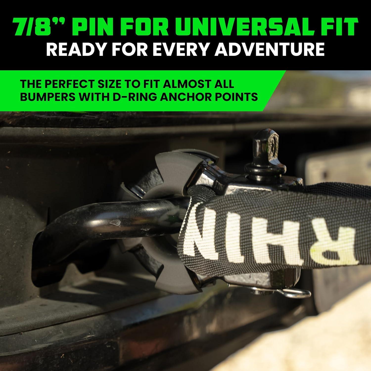 imageRhino USA Super D Ring Shackles 2Pack  70548lb Break Strength  Heavy Duty 34quot Clevis Shackle with 78 Pin for Towing ampamp OffRoad Use  Pairs with Tow Strap for Vehicle Recovery OrangeBlack