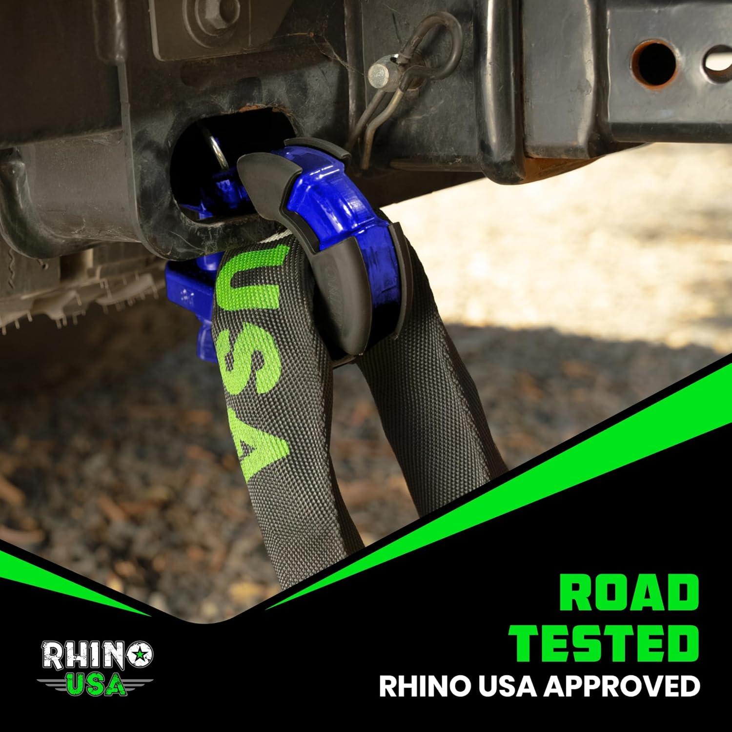 imageRhino USA Super D Ring Shackles 2Pack  70548lb Break Strength  Heavy Duty 34quot Clevis Shackle with 78 Pin for Towing ampamp OffRoad Use  Pairs with Tow Strap for Vehicle Recovery OrangeBlue