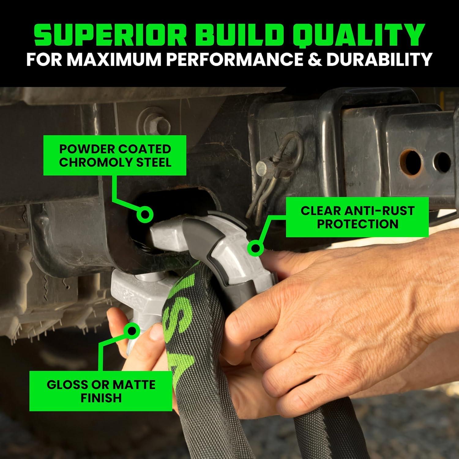 imageRhino USA Super D Ring Shackles 2Pack  70548lb Break Strength  Heavy Duty 34quot Clevis Shackle with 78 Pin for Towing ampamp OffRoad Use  Pairs with Tow Strap for Vehicle Recovery OrangeWhite