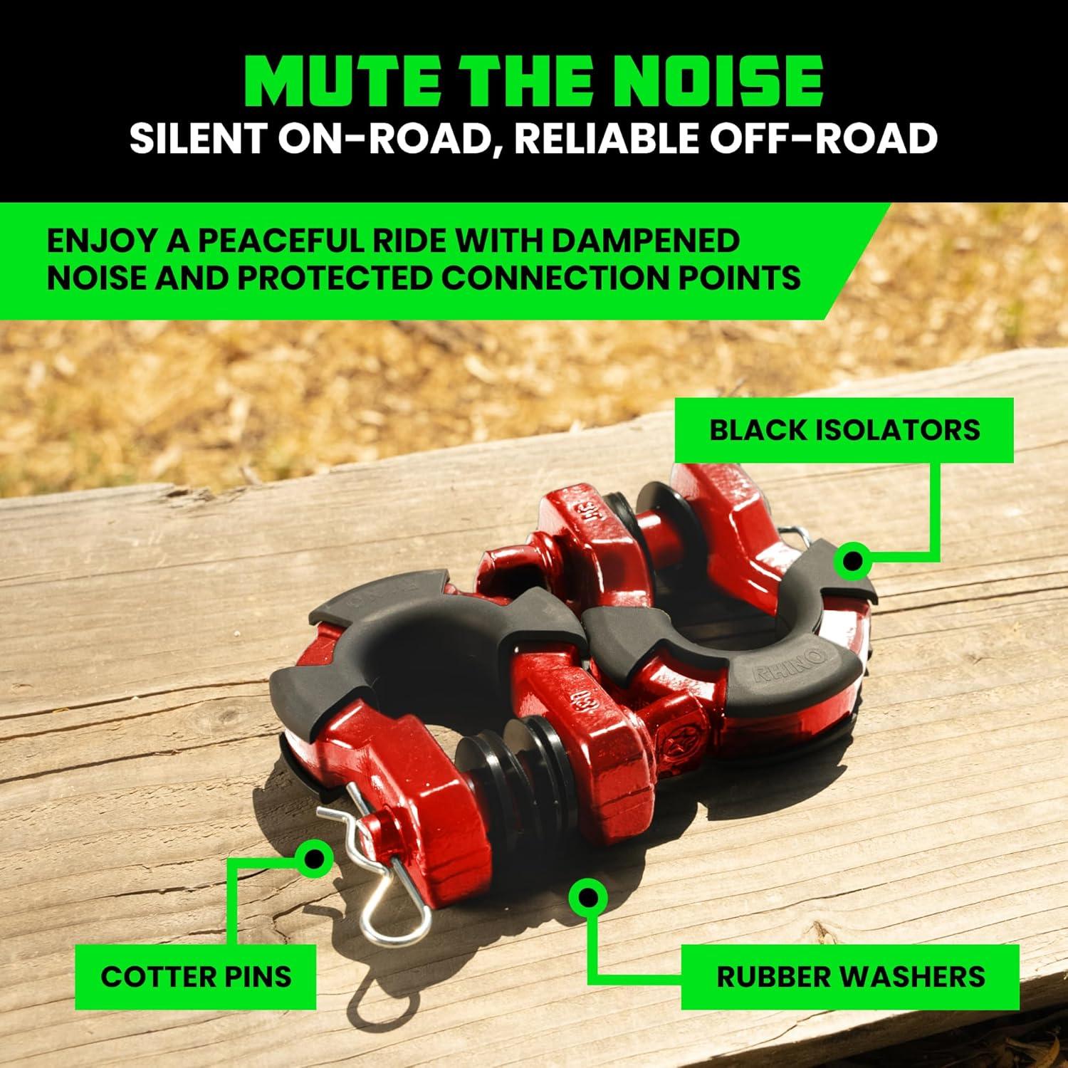 imageRhino USA Super D Ring Shackles 2Pack  70548lb Break Strength  Heavy Duty 34quot Clevis Shackle with 78 Pin for Towing ampamp OffRoad Use  Pairs with Tow Strap for Vehicle Recovery OrangeRed