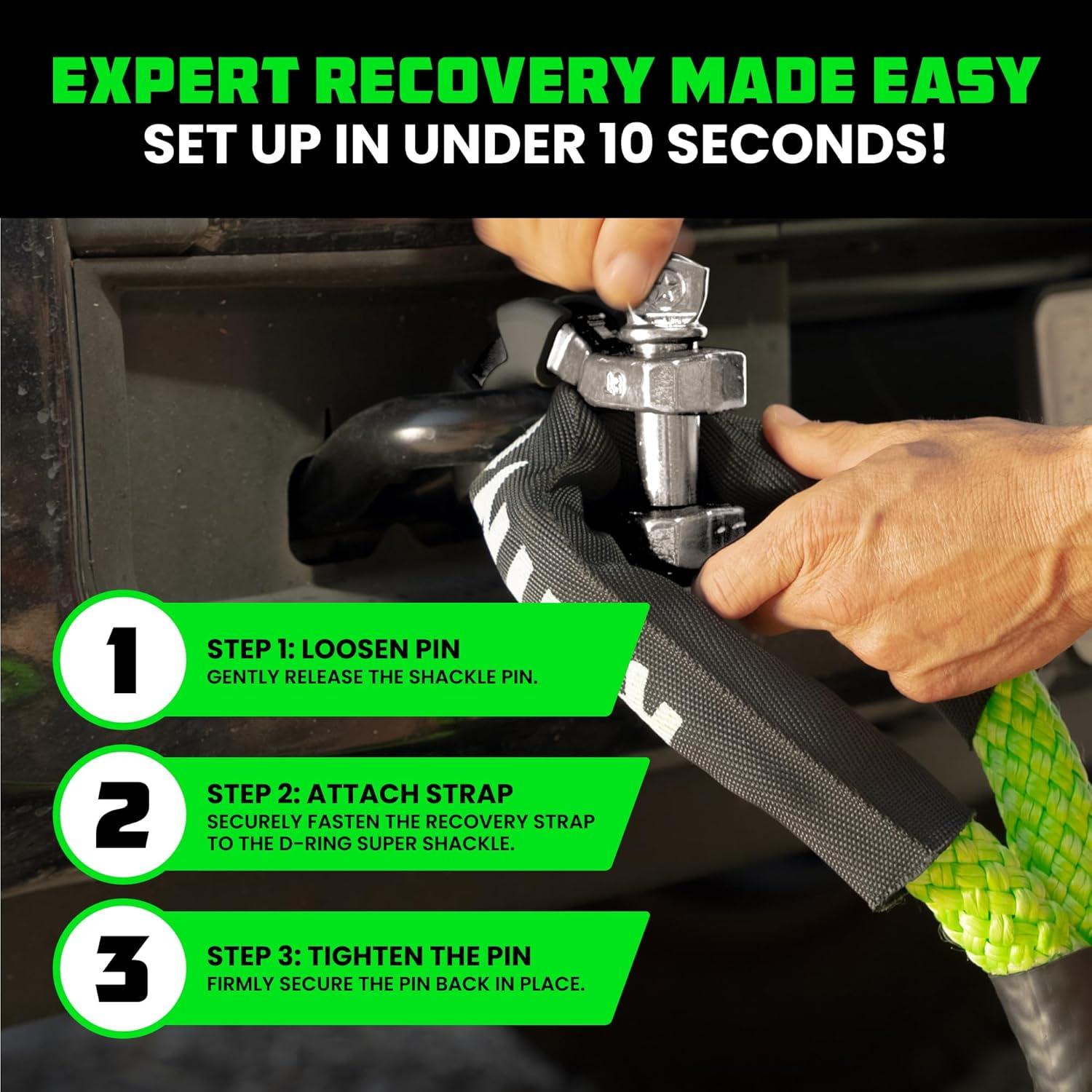 imageRhino USA Super D Ring Shackles 2Pack  70548lb Break Strength  Heavy Duty 34quot Clevis Shackle with 78 Pin for Towing ampamp OffRoad Use  Pairs with Tow Strap for Vehicle Recovery OrangeGray