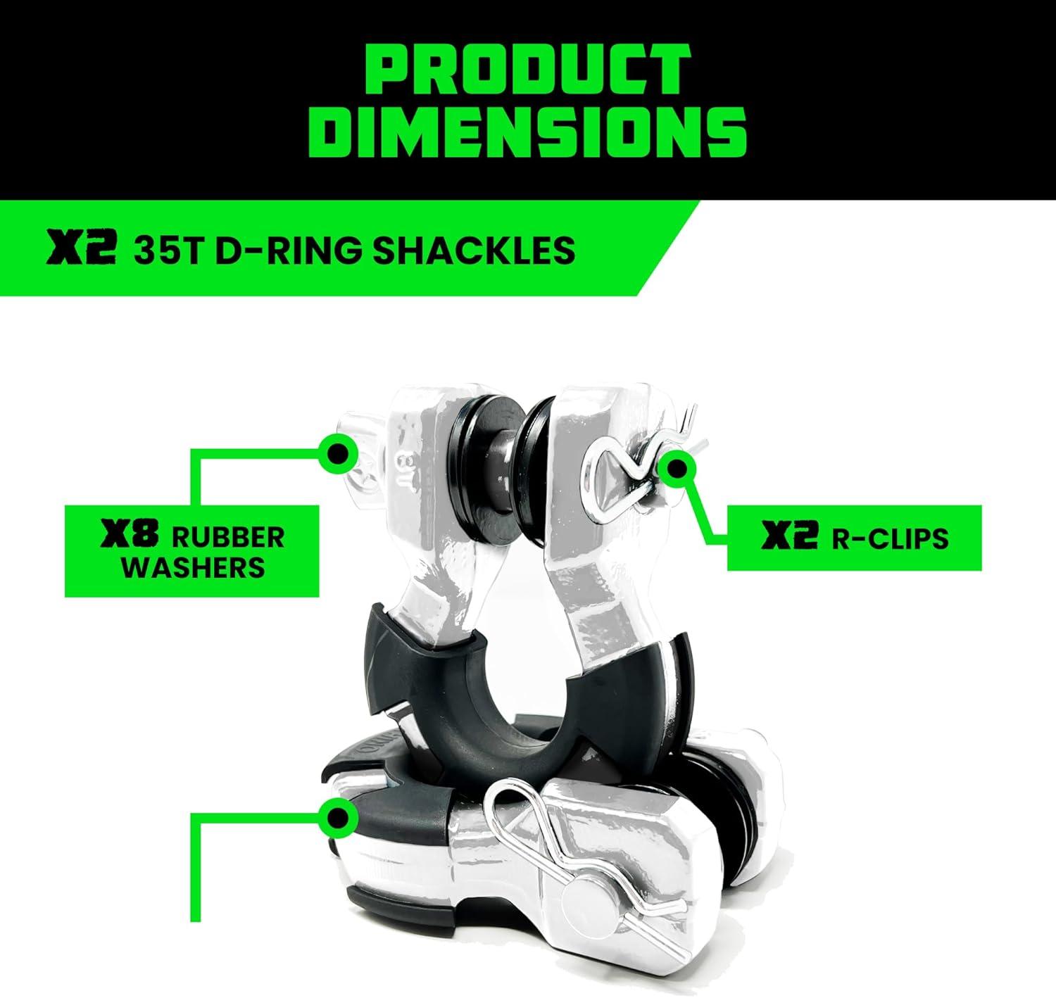 imageRhino USA Super D Ring Shackles 2Pack  70548lb Break Strength  Heavy Duty 34quot Clevis Shackle with 78 Pin for Towing ampamp OffRoad Use  Pairs with Tow Strap for Vehicle Recovery OrangeWhite