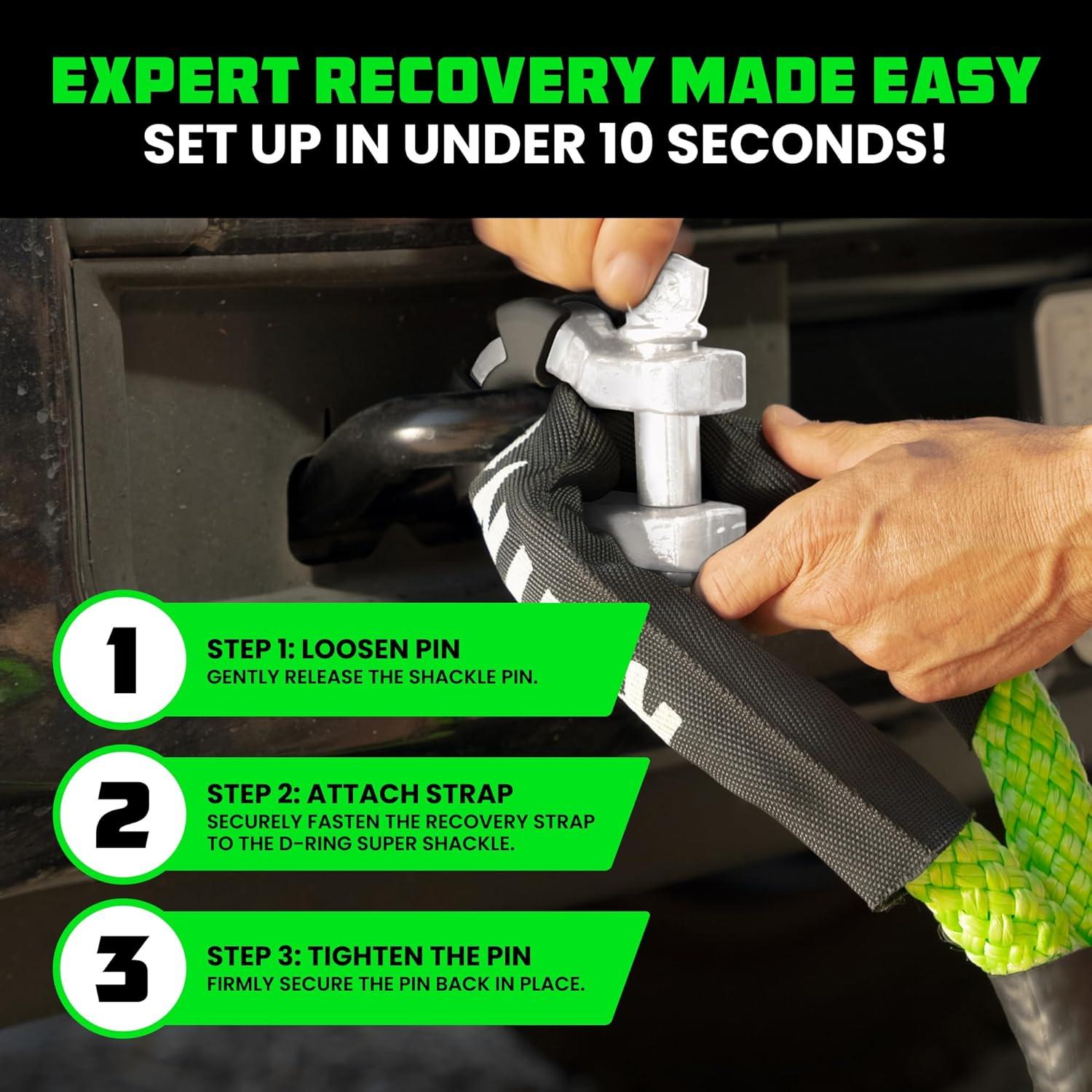 imageRhino USA Super D Ring Shackles 2Pack  70548lb Break Strength  Heavy Duty 34quot Clevis Shackle with 78 Pin for Towing ampamp OffRoad Use  Pairs with Tow Strap for Vehicle Recovery OrangeWhite