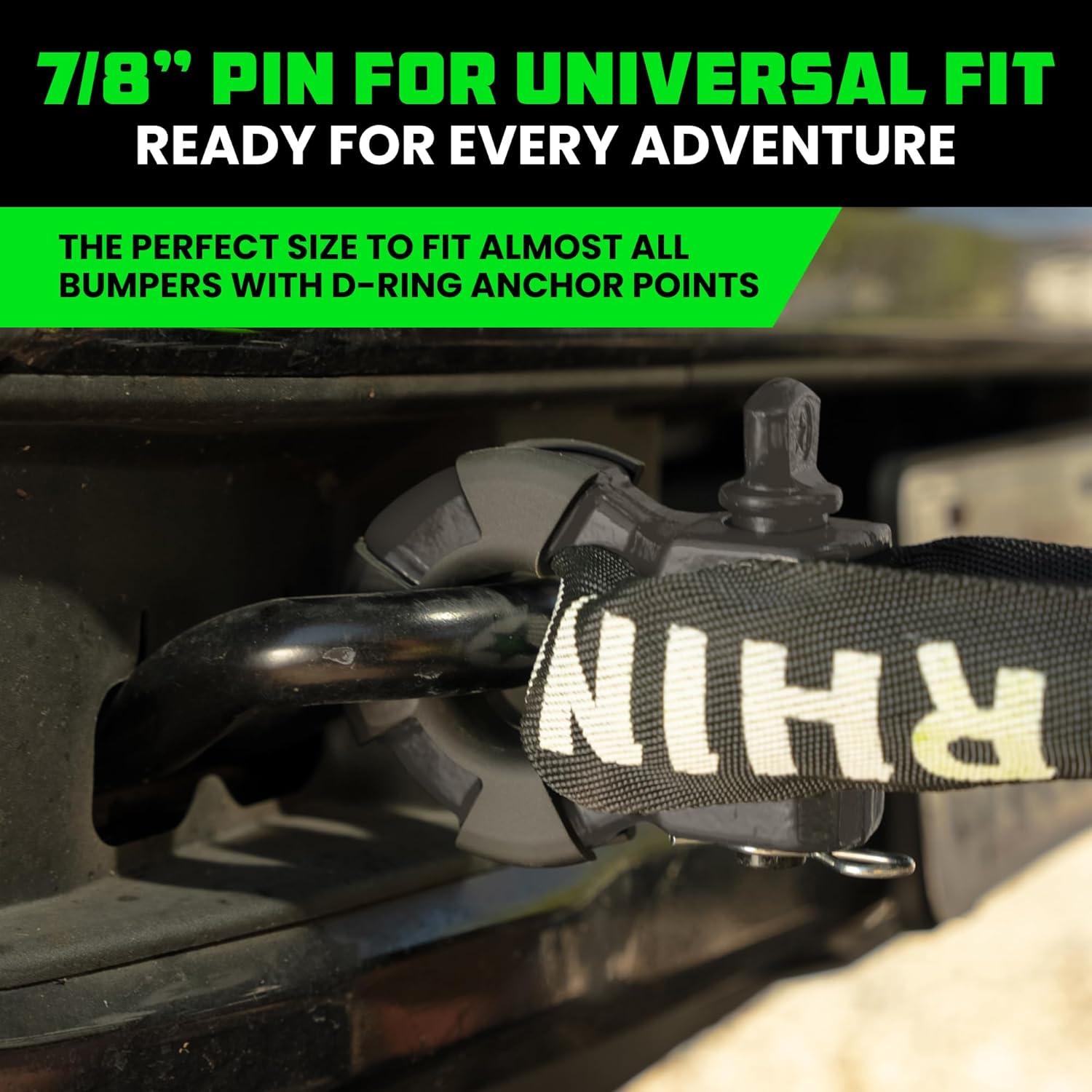 imageRhino USA Super D Ring Shackles 2Pack  70548lb Break Strength  Heavy Duty 34quot Clevis Shackle with 78 Pin for Towing ampamp OffRoad Use  Pairs with Tow Strap for Vehicle Recovery OrangeGray