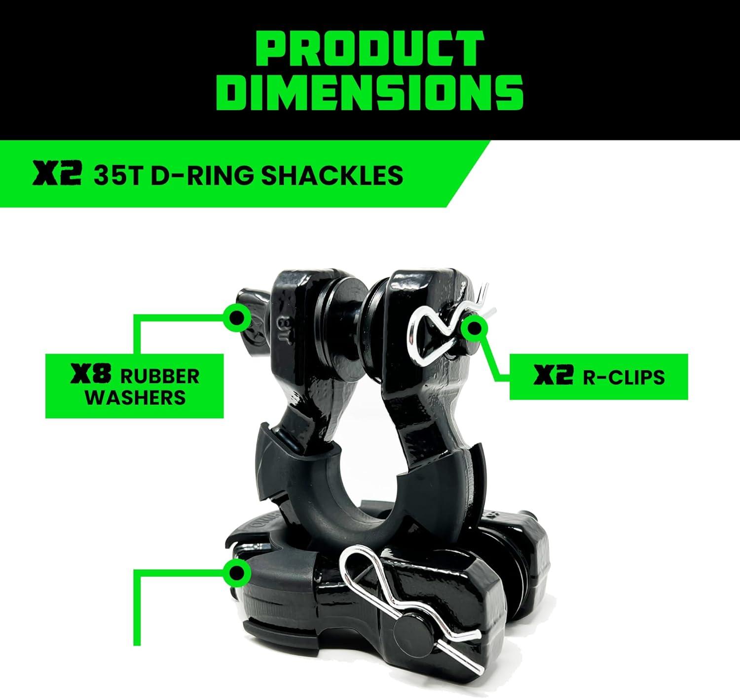 imageRhino USA Super D Ring Shackles 2Pack  70548lb Break Strength  Heavy Duty 34quot Clevis Shackle with 78 Pin for Towing ampamp OffRoad Use  Pairs with Tow Strap for Vehicle Recovery OrangeBlack