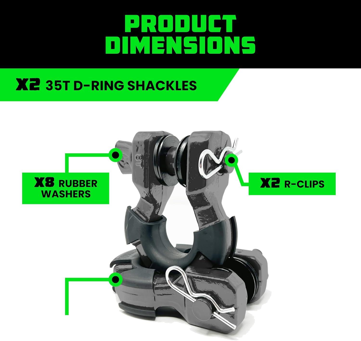 imageRhino USA Super D Ring Shackles 2Pack  70548lb Break Strength  Heavy Duty 34quot Clevis Shackle with 78 Pin for Towing ampamp OffRoad Use  Pairs with Tow Strap for Vehicle Recovery OrangeGray