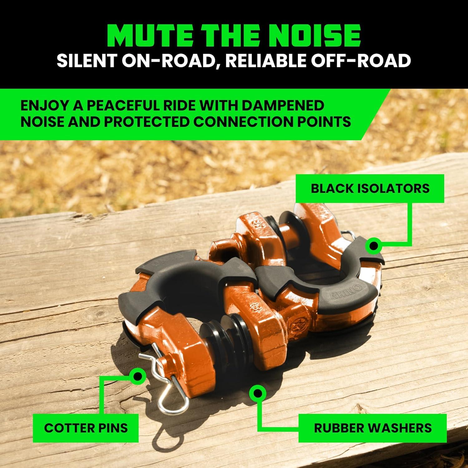 imageRhino USA Super D Ring Shackles 2Pack  70548lb Break Strength  Heavy Duty 34quot Clevis Shackle with 78 Pin for Towing ampamp OffRoad Use  Pairs with Tow Strap for Vehicle Recovery OrangeOrange