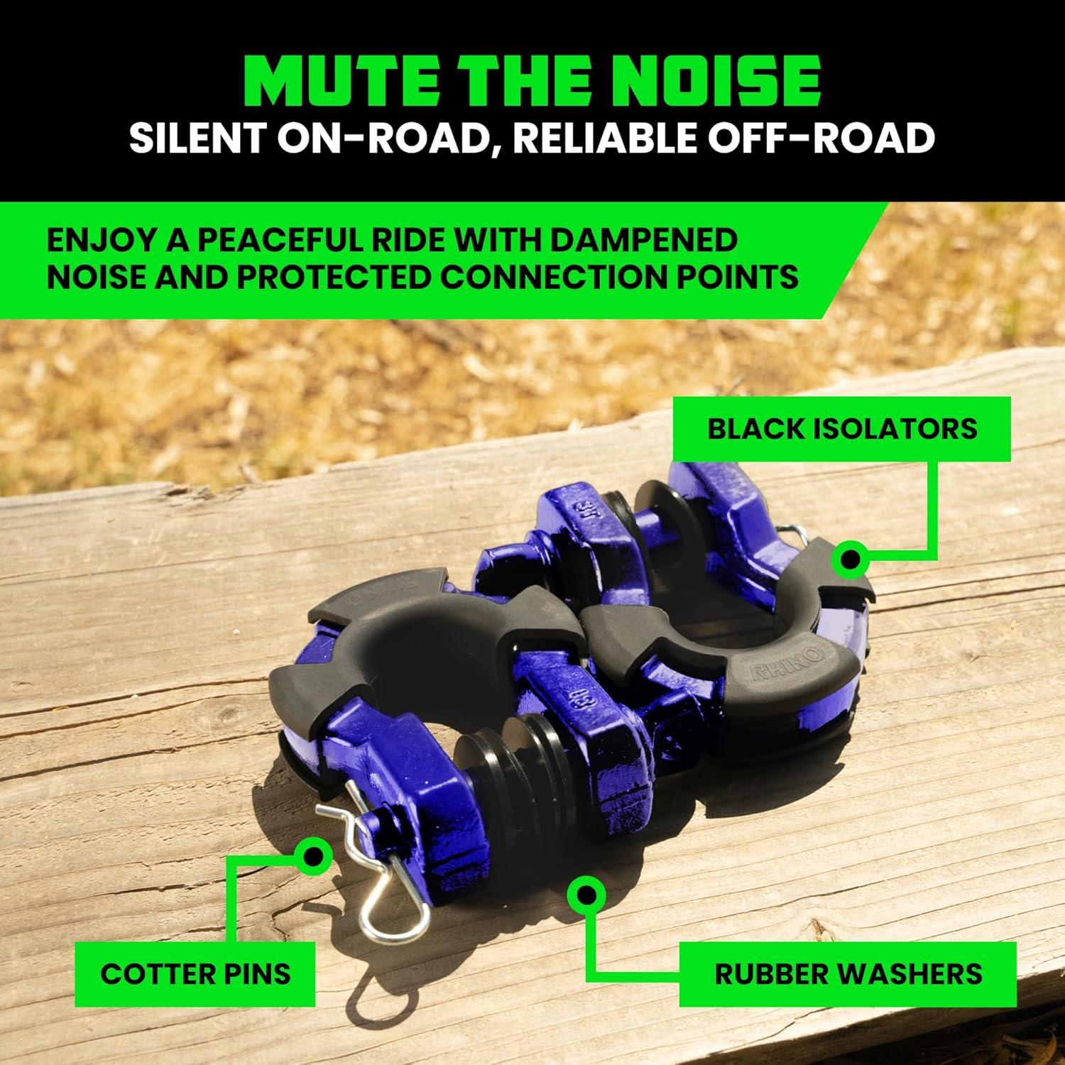 imageRhino USA Super D Ring Shackles 2Pack  70548lb Break Strength  Heavy Duty 34quot Clevis Shackle with 78 Pin for Towing ampamp OffRoad Use  Pairs with Tow Strap for Vehicle Recovery OrangeBlue