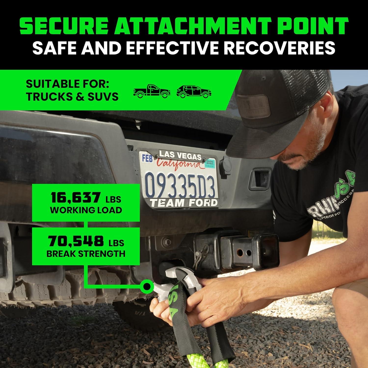 imageRhino USA Super D Ring Shackles 2Pack  70548lb Break Strength  Heavy Duty 34quot Clevis Shackle with 78 Pin for Towing ampamp OffRoad Use  Pairs with Tow Strap for Vehicle Recovery OrangeWhite