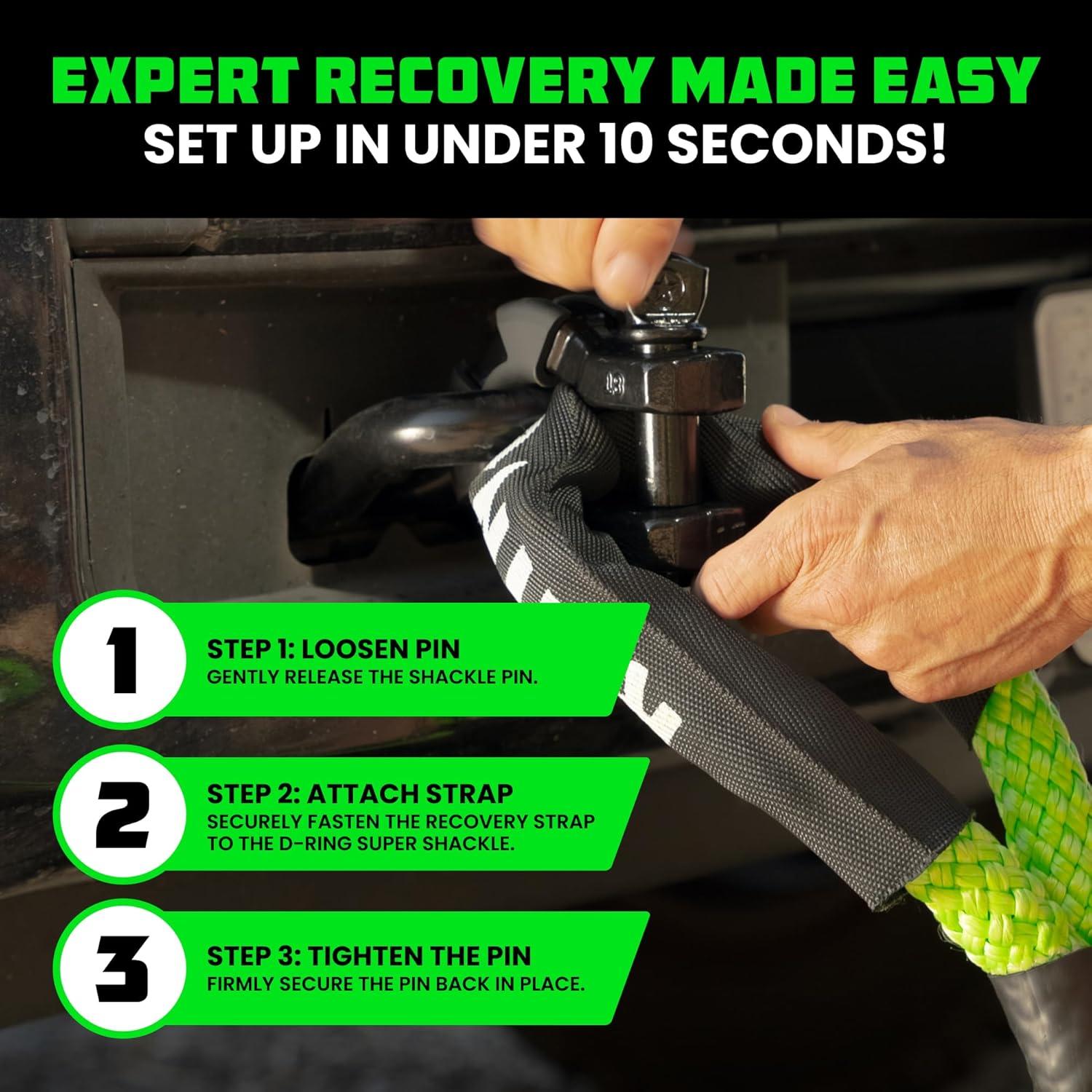 imageRhino USA Super D Ring Shackles 2Pack  70548lb Break Strength  Heavy Duty 34quot Clevis Shackle with 78 Pin for Towing ampamp OffRoad Use  Pairs with Tow Strap for Vehicle Recovery OrangeBlack