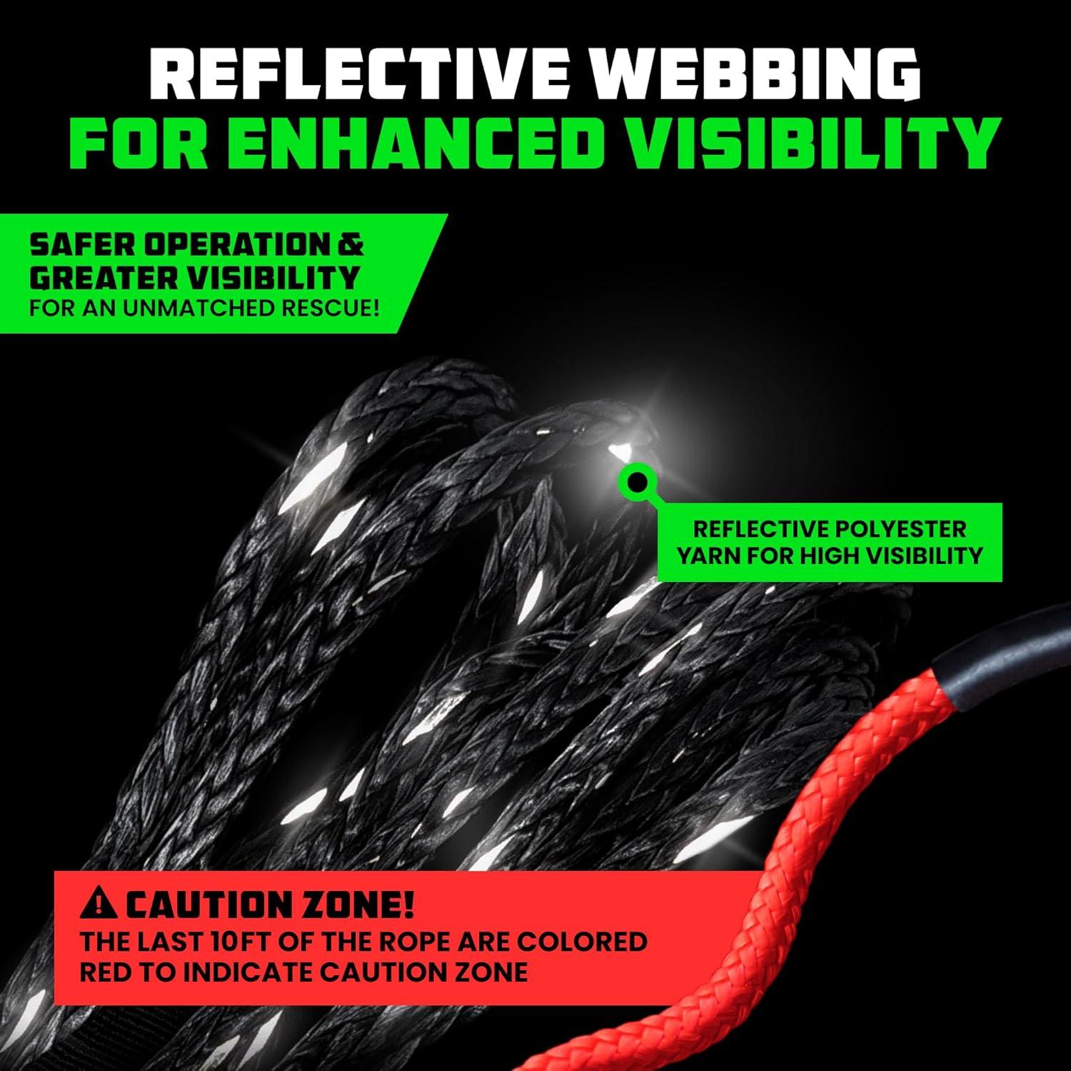 imageRhino USA Synthetic Winch Line 14quot x 50 for ATVUTV  Winch Rope for use with Polaris RZR Can Am  Ultimate UTV AccesoriesBlack