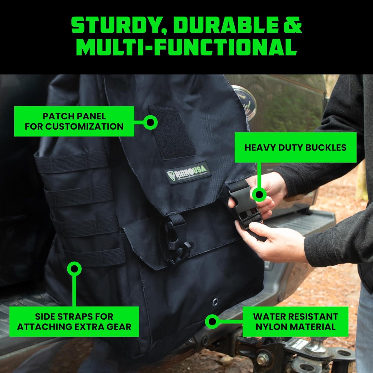 imageRhino USA Tail Gate Trash Bag  Molle Compatible Overlanding Gear Camping Essentials ampamp Ultimate Accessory for Jeep Gladiator Trucks ampamp More  BlackBlack