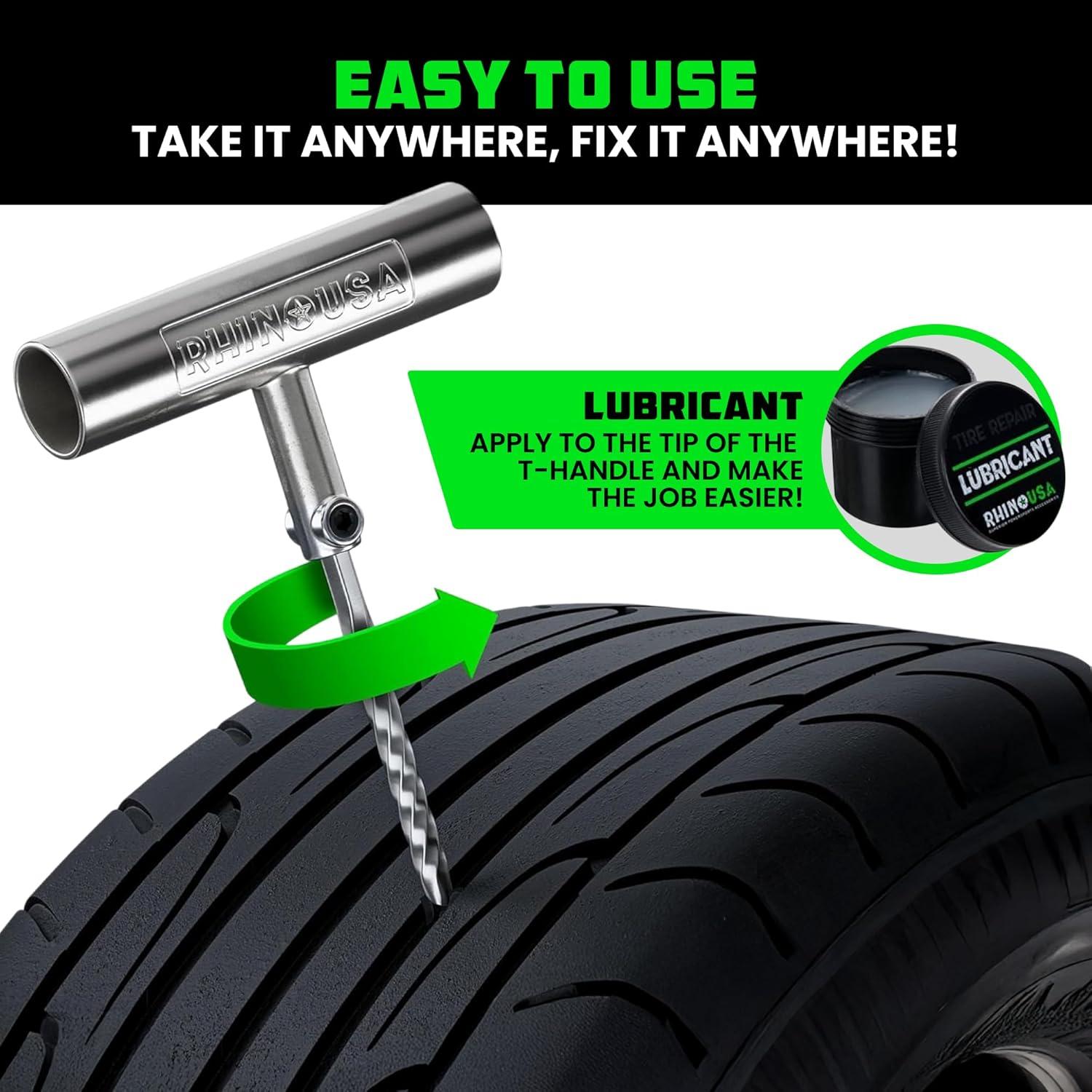 imageRhino USA Tire Repair Kit 86Piece Professional Heavy Duty Tire Plug Kit to Fix Punctures ampamp Patch Flats with Ease  Ultimate Tubeless Tire Repair Tools for Car Motorcycle ATV UTV RV and Trailer86 Piece Set