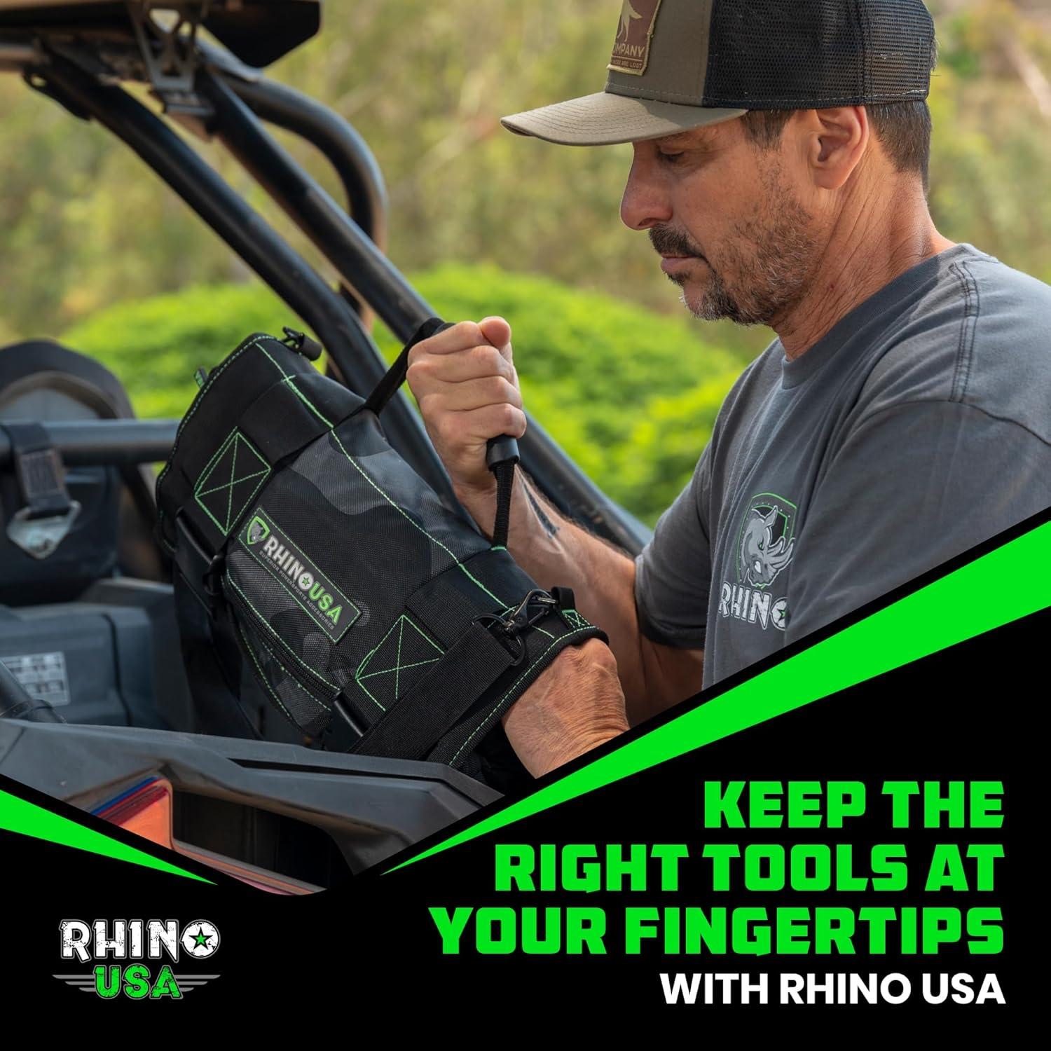 imageRhino USA Tool Bag Roll  Heavy Duty Canvas Organizer Pouch for Tools  Ultimate Travel Tool Storage Kit for UTV Car Truck 4x4 Offroad  Upgraded with Labeled ampamp Removable Pouches  Secured for LifeCamo