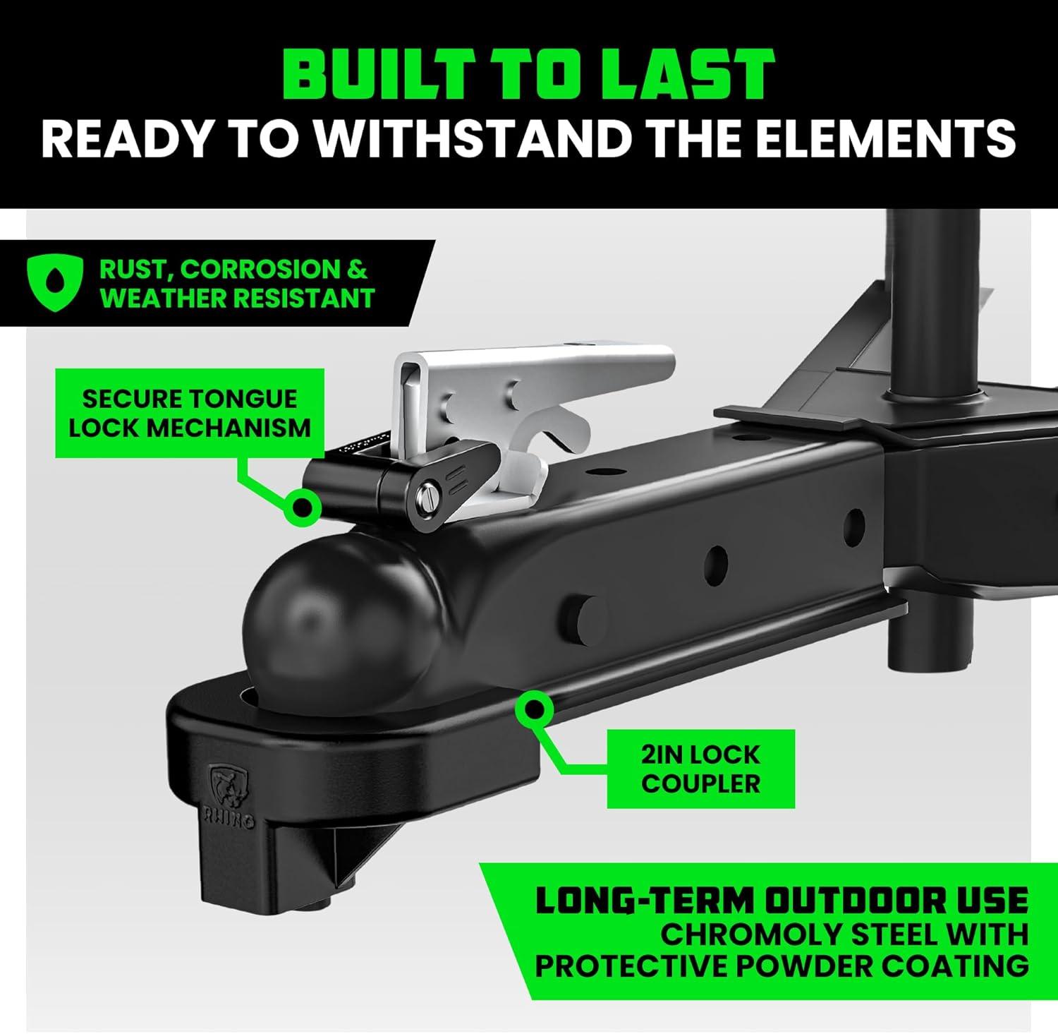 imageRhino USA Trailer Hitch Lock Kit for 2quot Trailers Heavy Duty Anti Theft Trailer Coupler Locks for RV Camper Trailer Boat Caravan  Reinforced Solid Steel Tow Lock for Trailer Tongue
