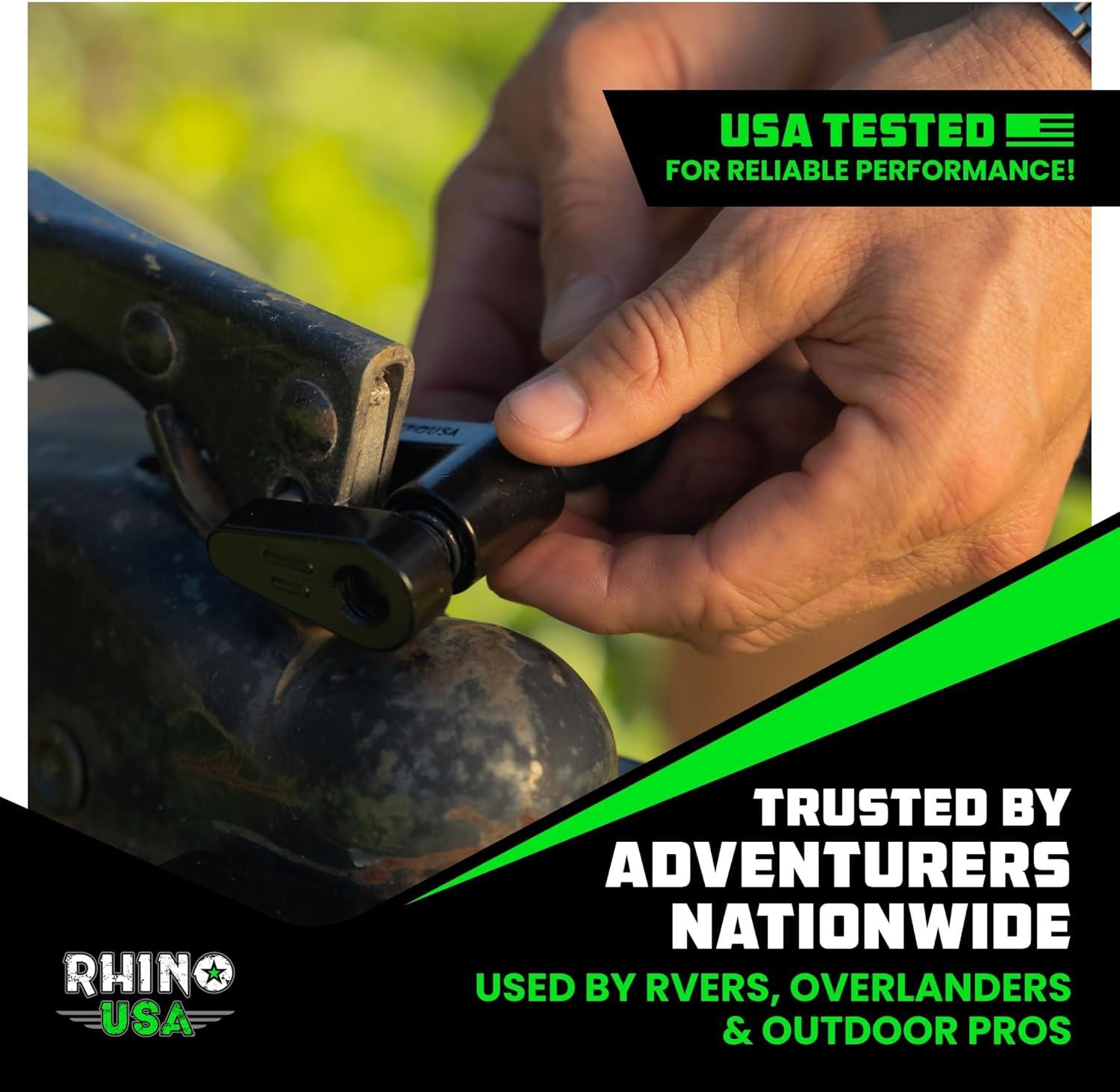 imageRhino USA Trailer Hitch Lock Kit for 2quot Trailers Heavy Duty Anti Theft Trailer Coupler Locks for RV Camper Trailer Boat Caravan  Reinforced Solid Steel Tow Lock for Trailer Tongue