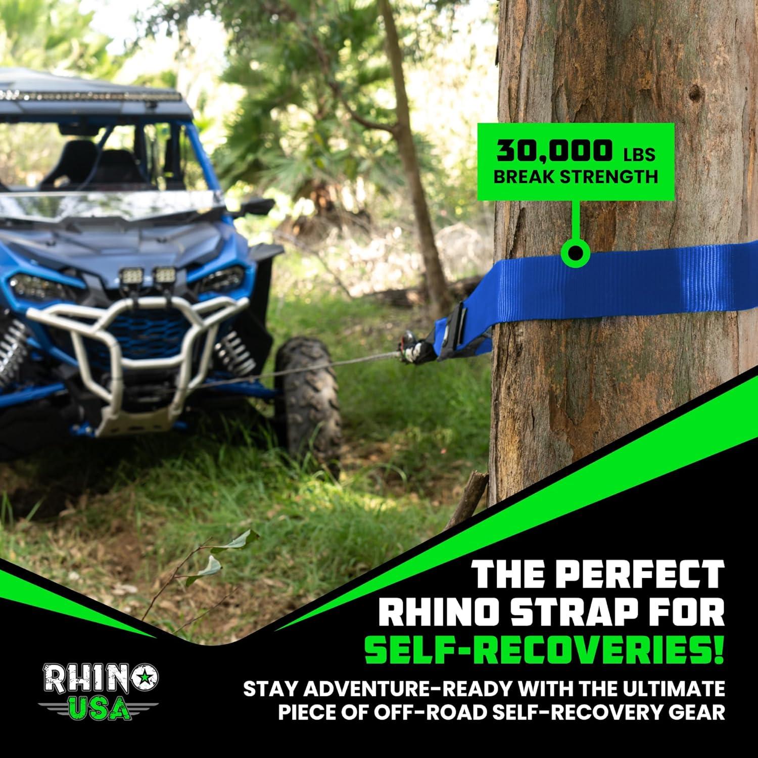 imageRhino USA Tree Saver Tow Strap 3quot x 8  31518lb Break Strength  Emergency Recovery Strap Winch Extension for Truck UTV ATV ampamp More  Heavy Duty Straps Compatible with Jeep Ford Toyota BlackBlue