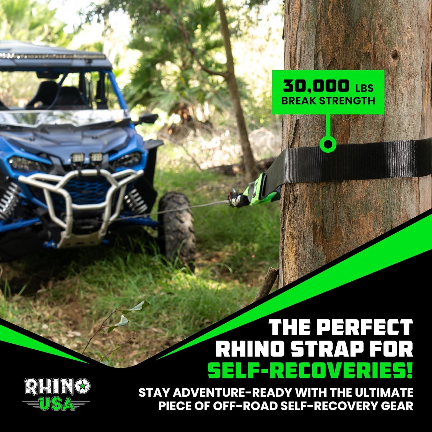imageRhino USA Tree Saver Tow Strap 3quot x 8  31518lb Break Strength  Emergency Recovery Strap Winch Extension for Truck UTV ATV ampamp More  Heavy Duty Straps Compatible with Jeep Ford Toyota BlackBlack