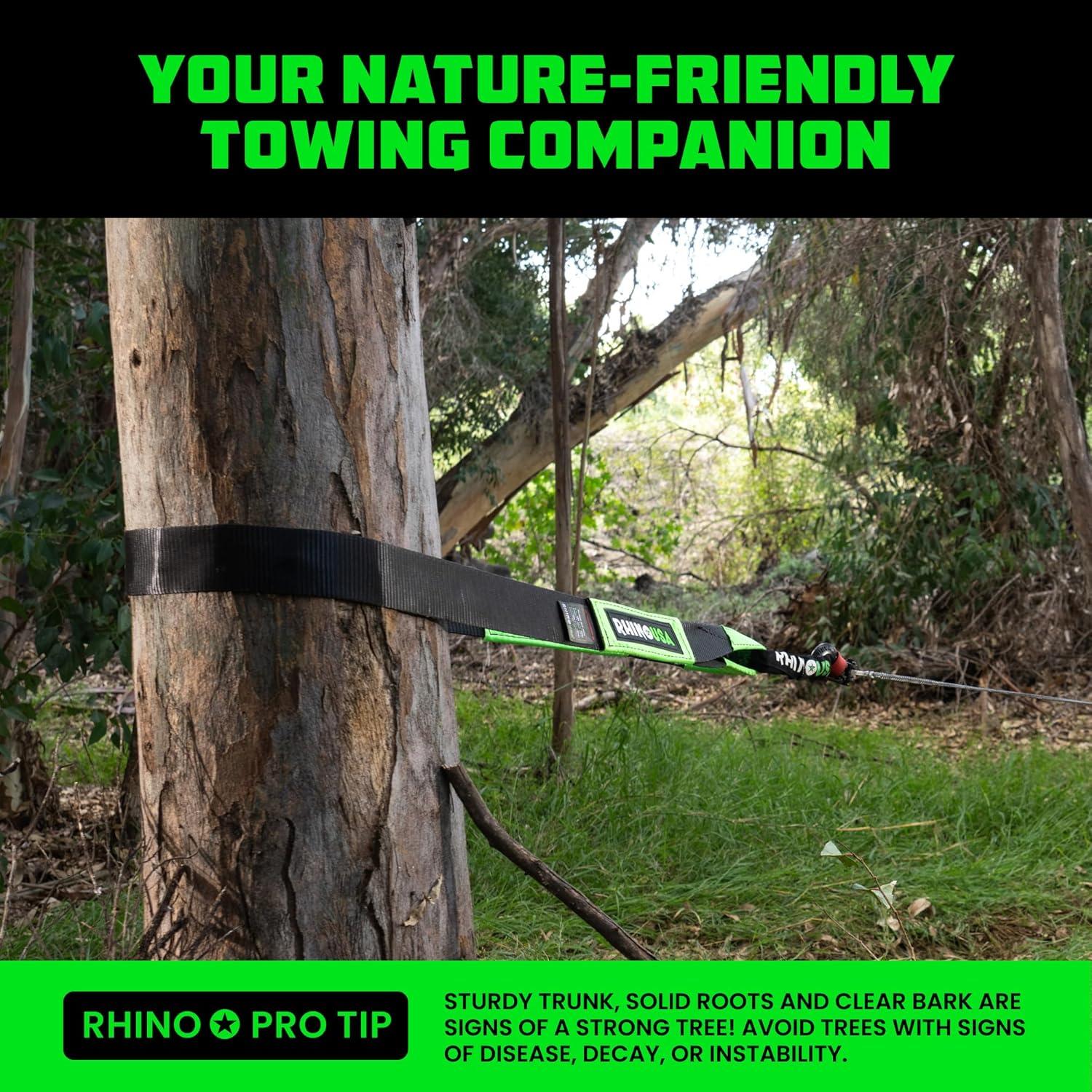 imageRhino USA Tree Saver Tow Strap 3quot x 8  31518lb Break Strength  Emergency Recovery Strap Winch Extension for Truck UTV ATV ampamp More  Heavy Duty Straps Compatible with Jeep Ford Toyota BlackBlack