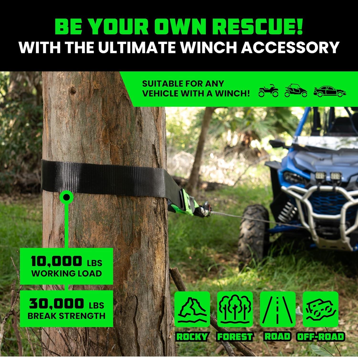 imageRhino USA Tree Saver Tow Strap 3quot x 8  31518lb Break Strength  Emergency Recovery Strap Winch Extension for Truck UTV ATV ampamp More  Heavy Duty Straps Compatible with Jeep Ford Toyota BlackBlack