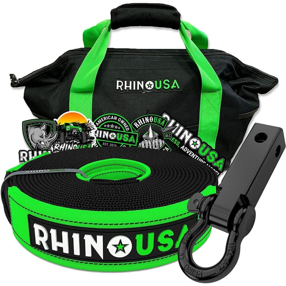 imageRhino USA Shackle Hitch Receiver Best Towing Accessories for Trucks ampamp Jeeps Connect Your Rhino Tow Strap for Vehicle Recovery Mounts to 2 Receivers Hitch Receiver  20 Tow Strap