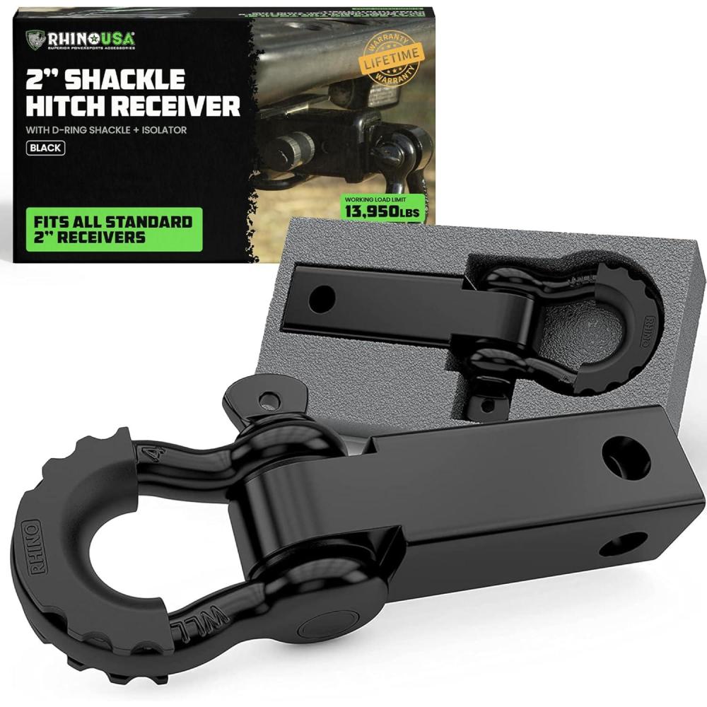 imageRhino USA Shackle Hitch Receiver Fits 2quot Receivers Best Towing Accessories for Trucks Jeep Toyota ampamp More  Connect Your Rhino Tow Strap for Vehicle Recovery Mounts to 2quot Receiver Hitches GrayMISSING INFORMATION Cannot determine actual color