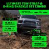 imageRhino USA HeavyDuty Recovery Gear Combos OffRoad Truck Vehicle Recovery Best Offroad Towing Accessories  Backed for Life 20 Strap  Shackles20 Strap  Shackles