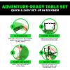 imageRhino USA Portable Camping Table and Stool Set  Lightweight Foldable Camp Tables with Net for Beach Trips Fishing Picnic Cooking ampamp Much More Green